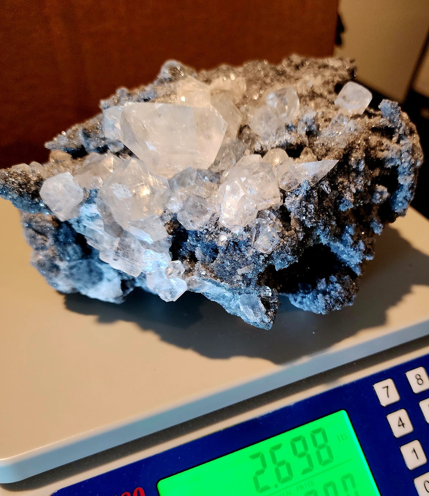 Large Apophylite With Sugar Druzy Chalcedony Matrix over 2.5lbs qualifies for free shipping