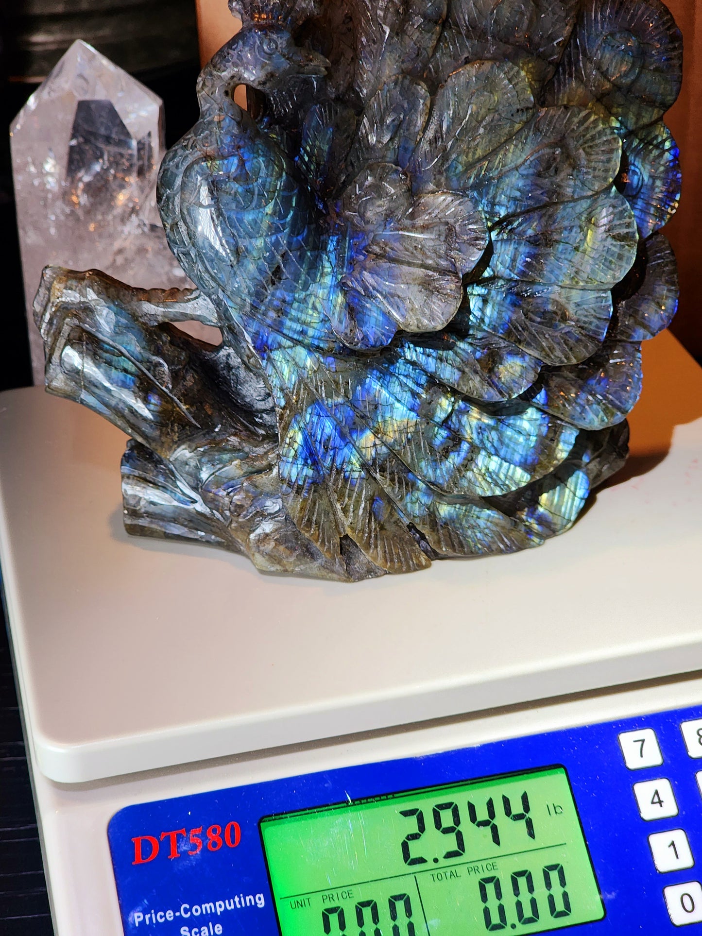 Labradorite Peacock Carving just under 3lbs qualifies for free shipping