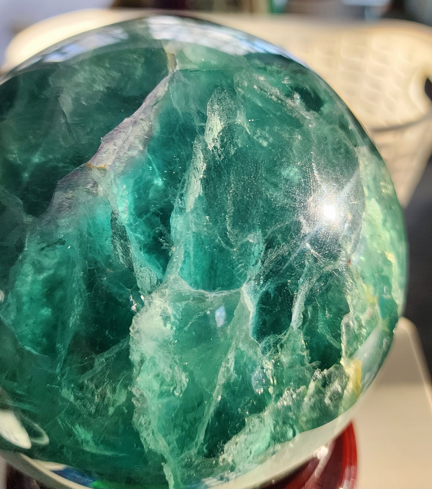 Large Green Fluorite Sphere 120mm over 8lbs qualifies for free shipping