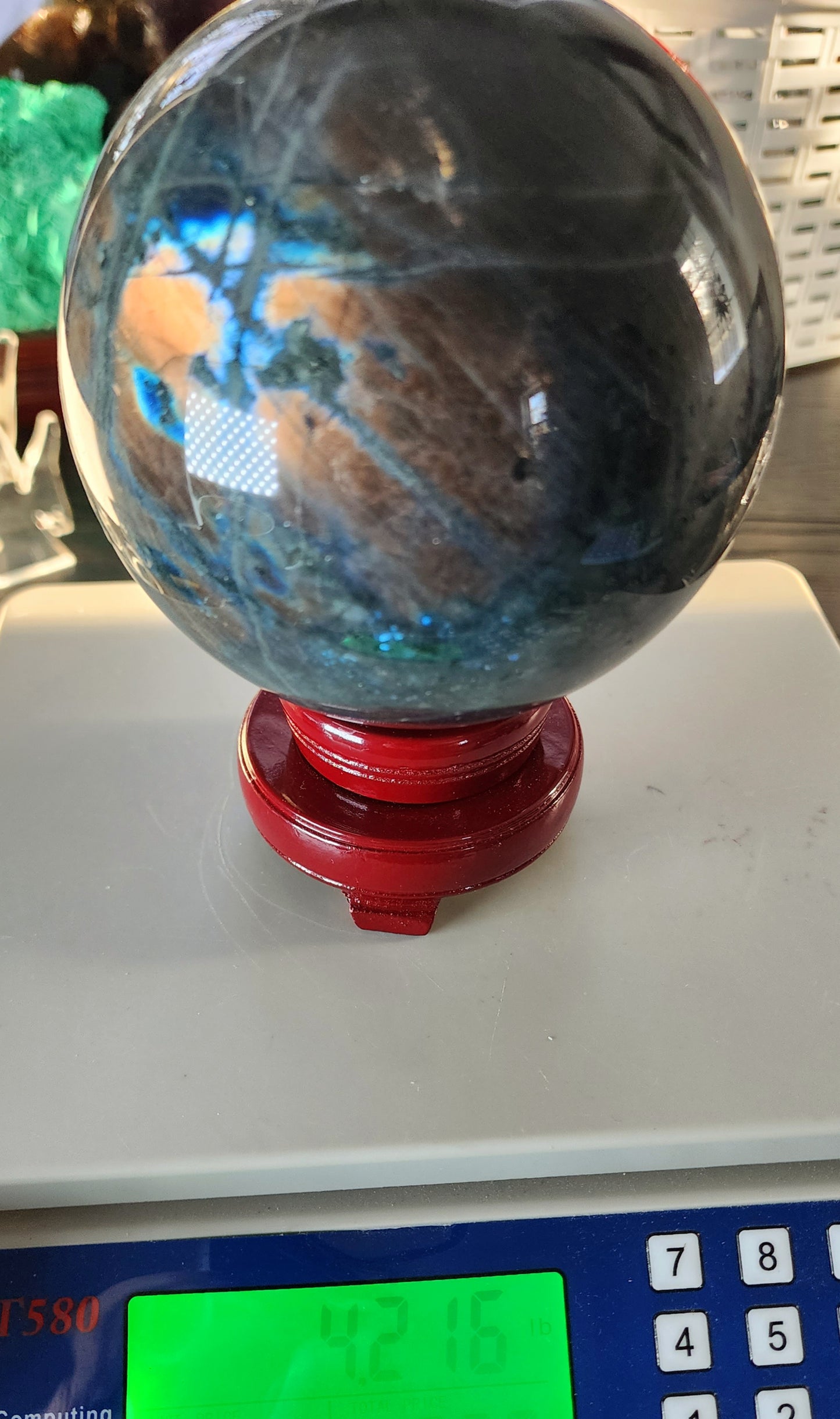 Large Labradorite Sphere 105mm and over 4lbs qualifies for free shipping