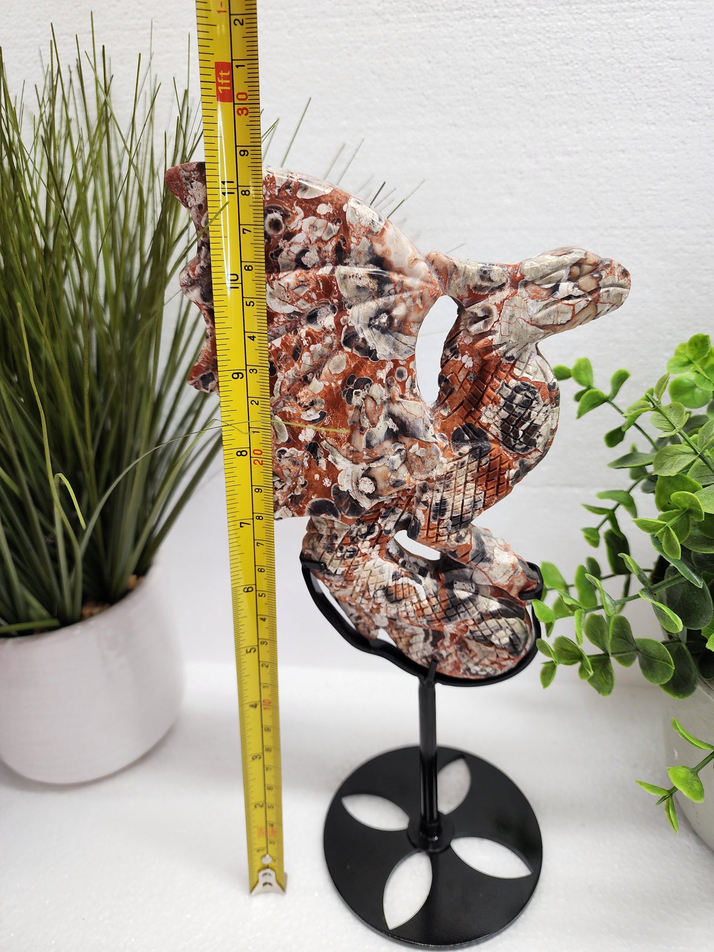 Large Money Agate Dragon Carving on Stand over 1lb qualifies for free shipping