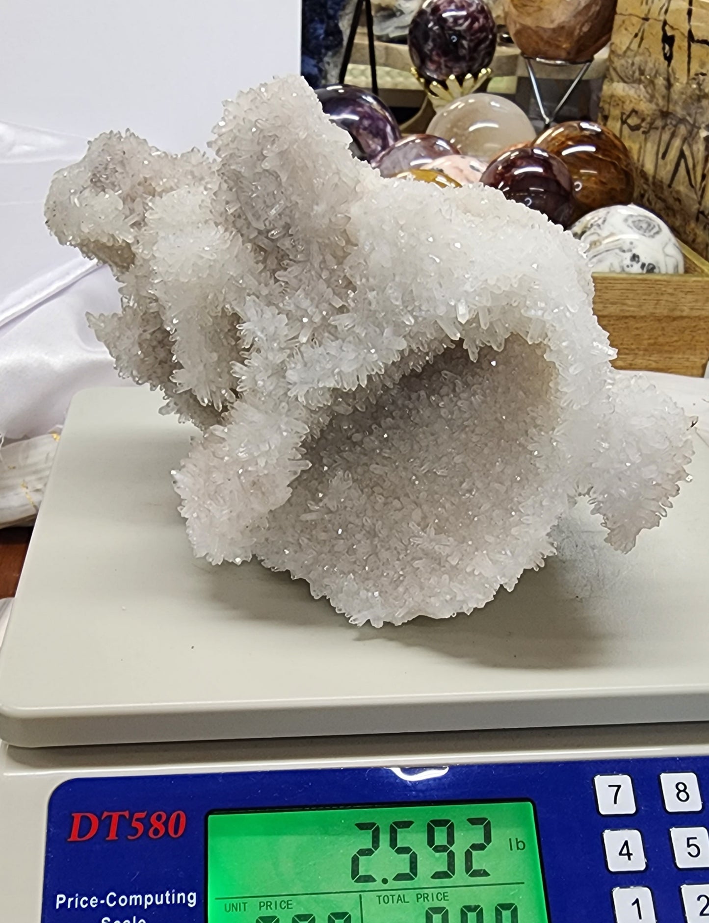 Large White Needle Quartz Cluster Specimen W/ Calcite Inclusions 2.5lbs qualifies for free shipping