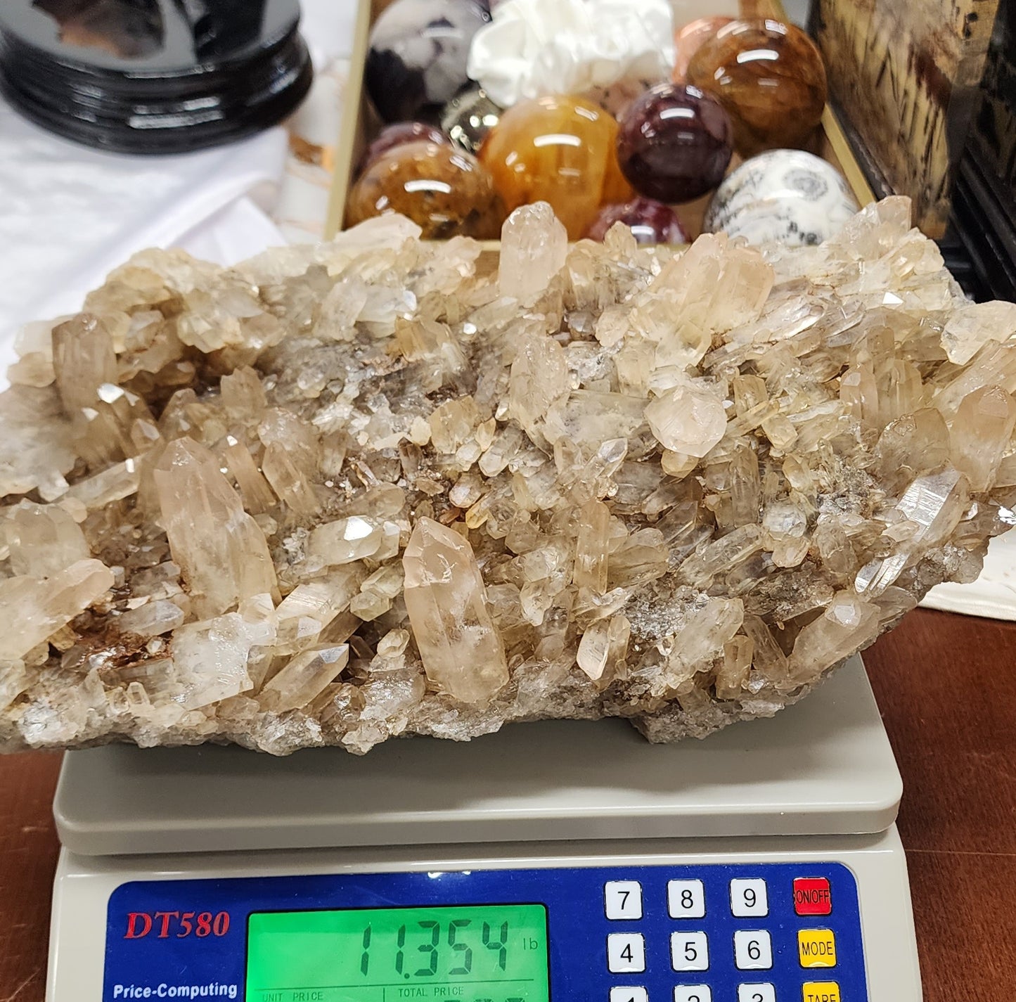 Extra Large Quartz/Smoky Cluster w/ Custom Stand over 12lbs qualifies for free shipping