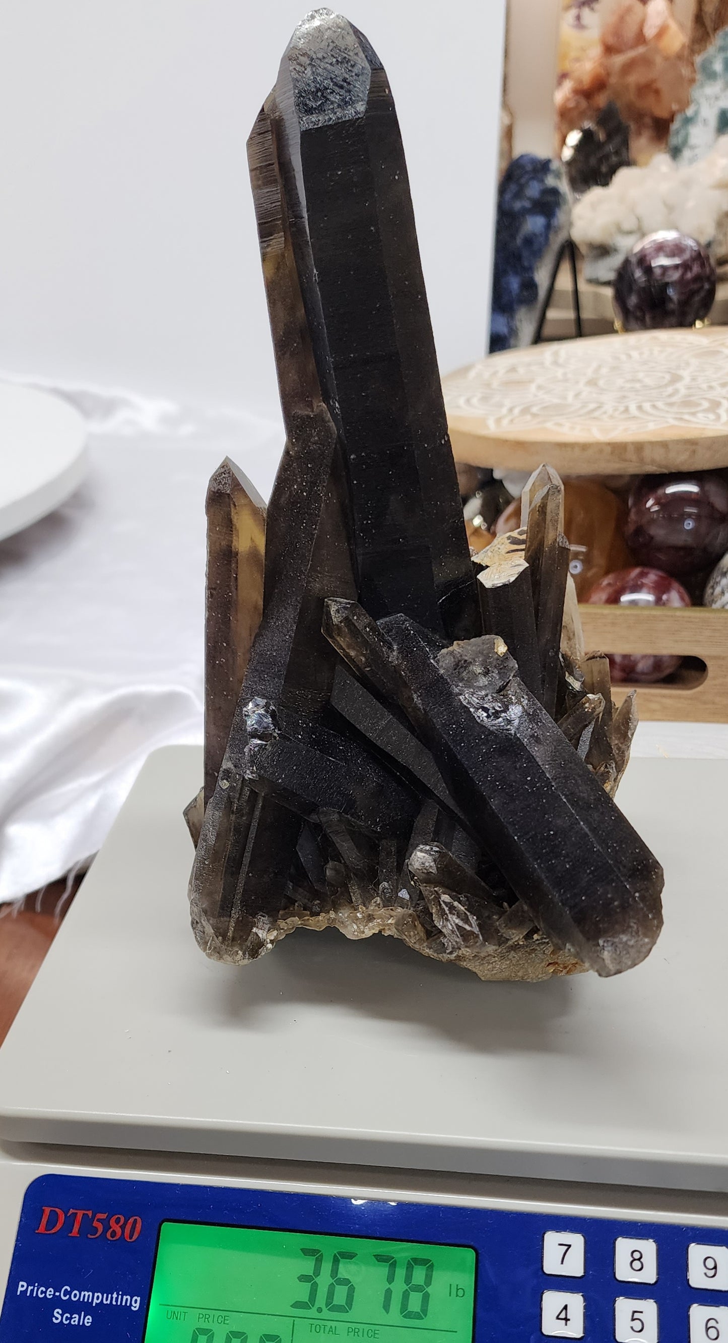 Large Maganise Smoky Citrine Multi Point Cluster over 3.5lbs qualifies for free shipping