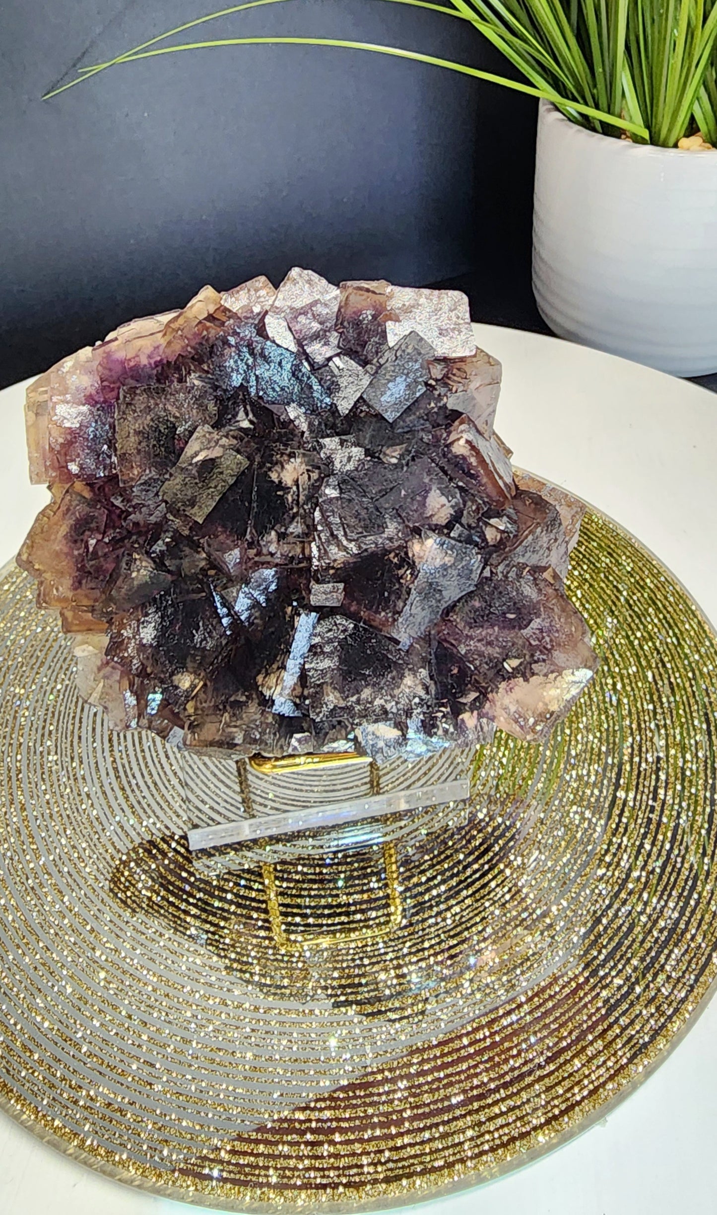 Purple Window Cube Fluorite Specimen With Mica
