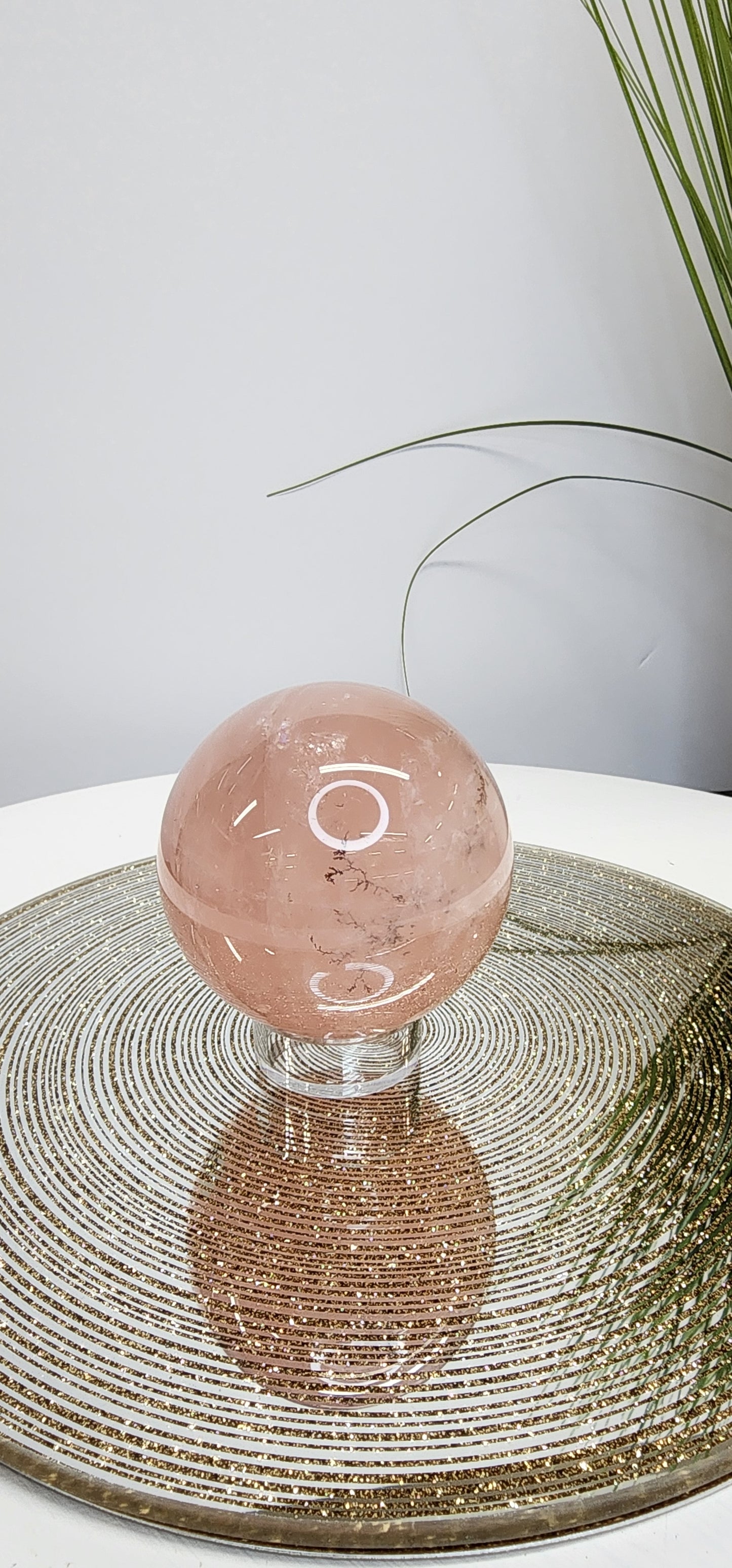 Rose Quartz Sphere with Dendrite