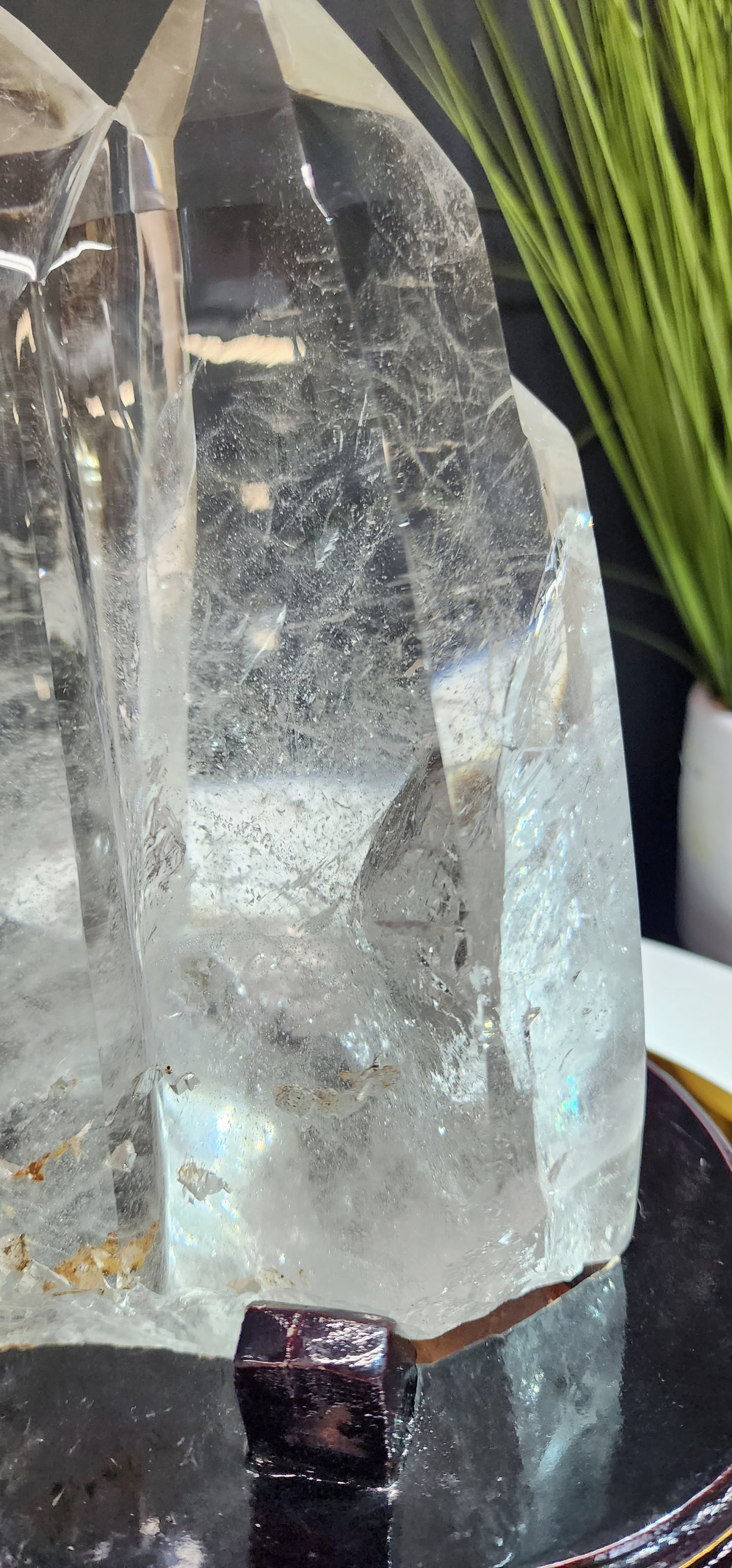 Large Double Point Smoky on Custom wood base w/Free Shipping