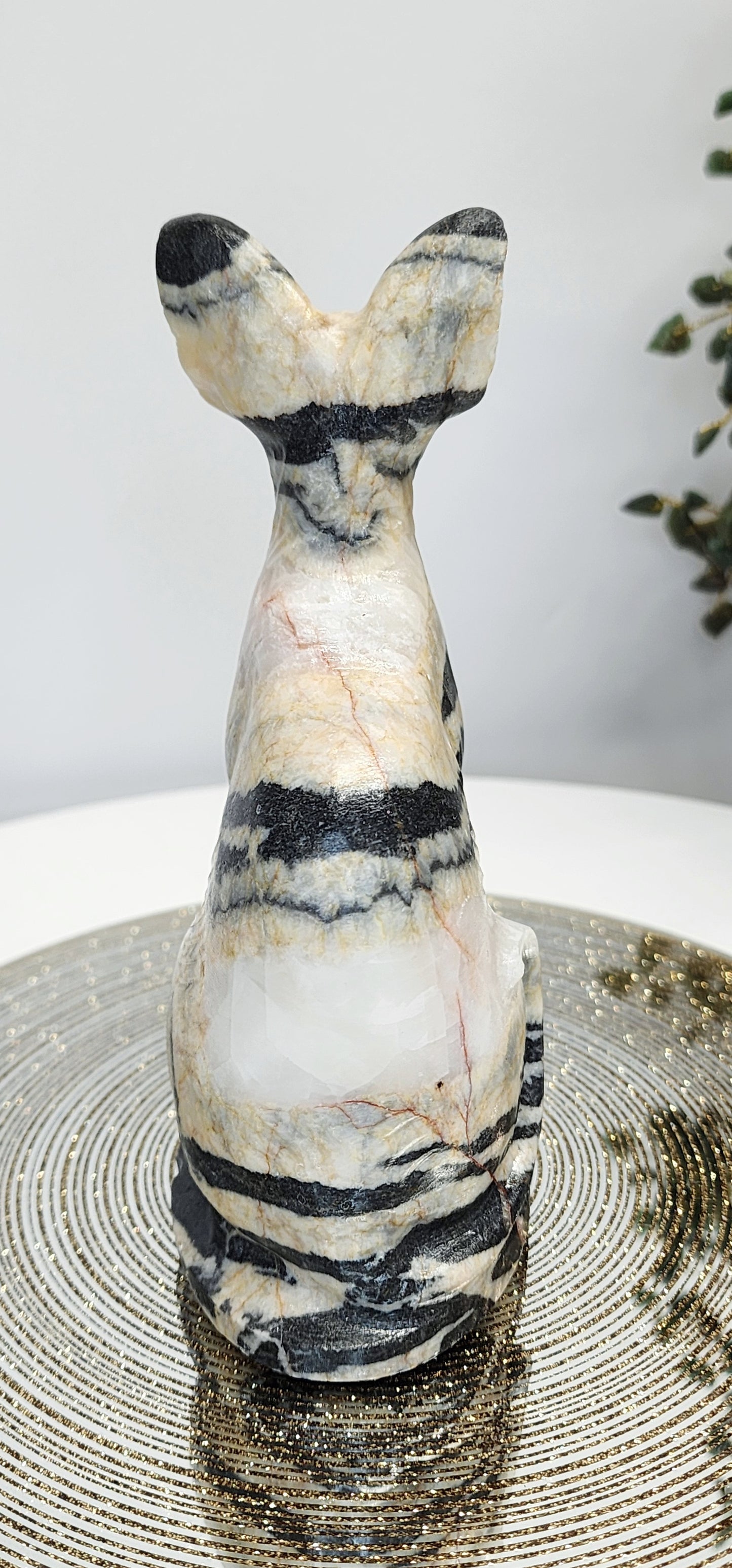 Zebra Jasper Cat Carving