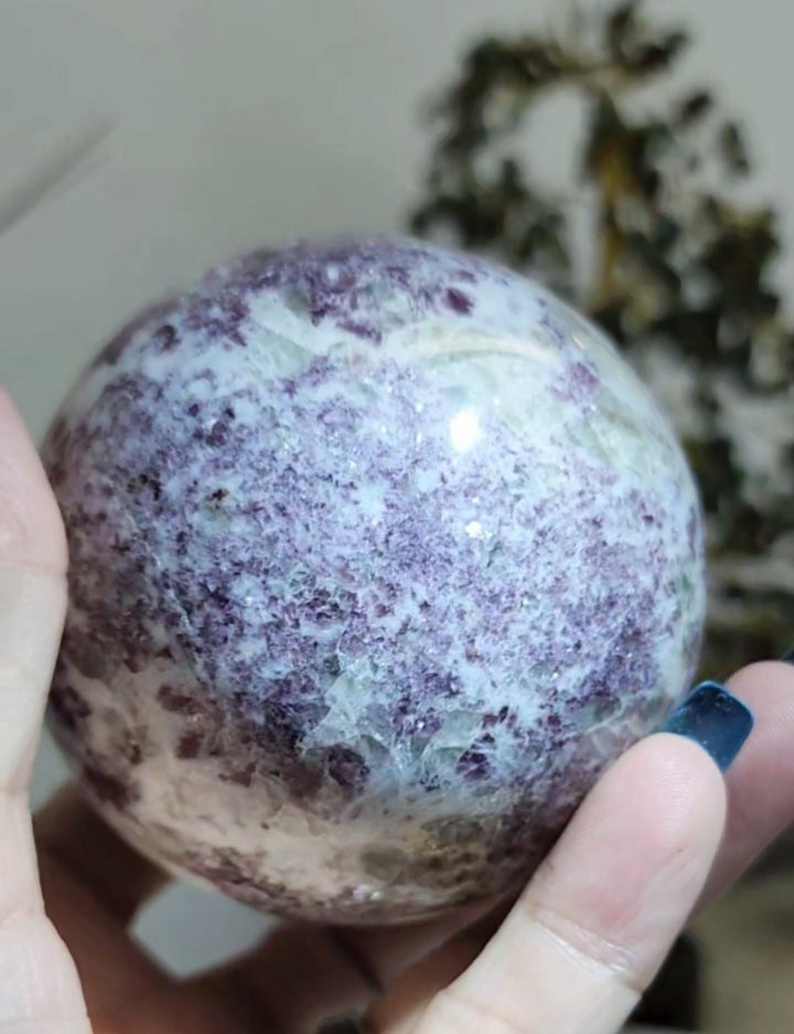 Lepidolite and Quartz Sphere with Free Shipping