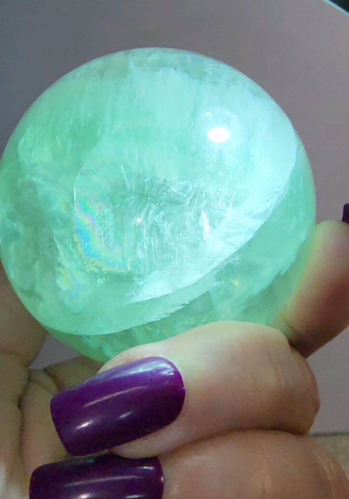 Mint Green Rainbow Fluorite Sphere