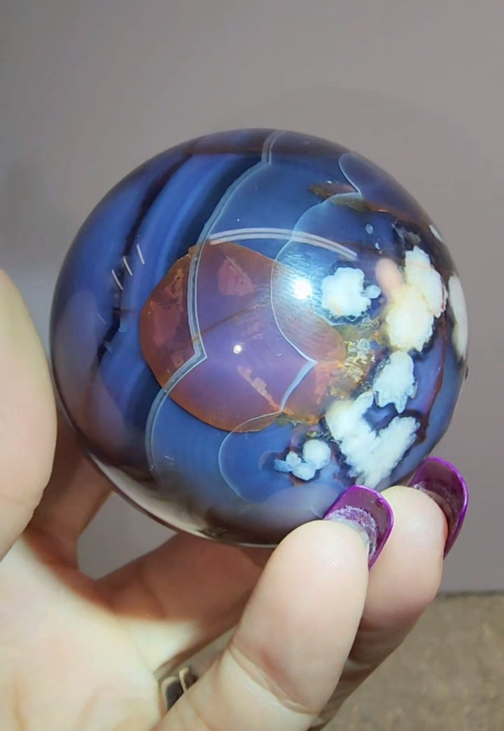 Blue Flower Agate Sphere