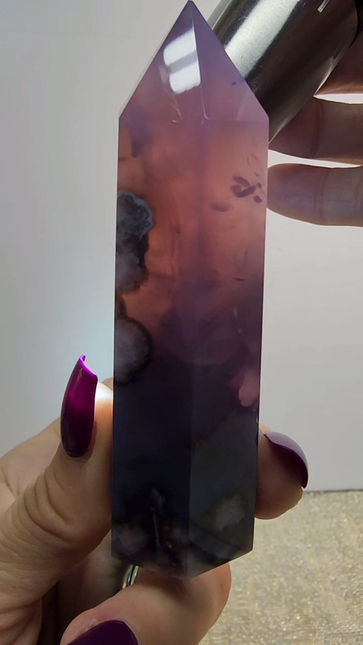 Blue Flower Agate Tower