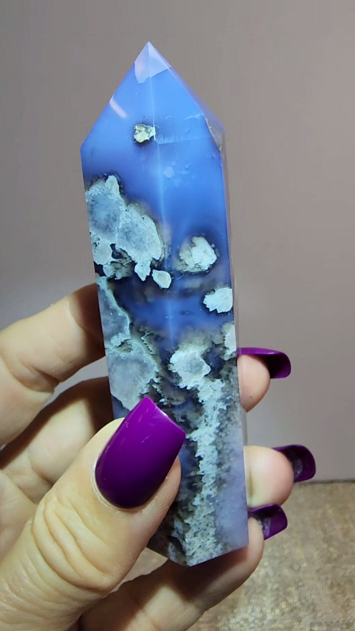Blue Flower Agate Tower