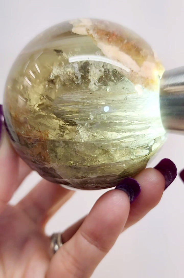 Smoky Lodolite White Garden/ White Phantom Thousand Layer Shpere