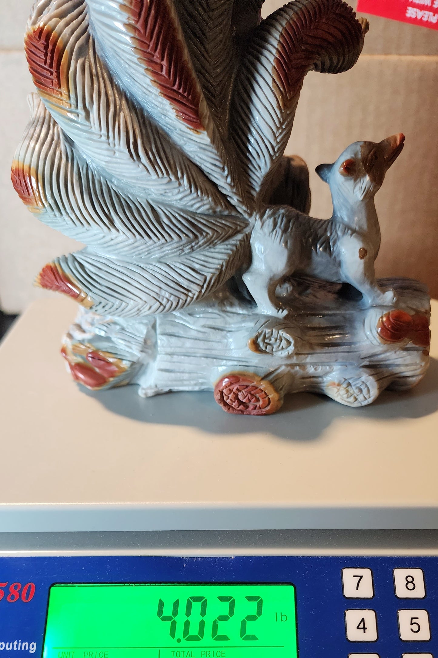 Polychrome Jasper Nine Tail Fox Carving 4lbs qualifies for free shipping