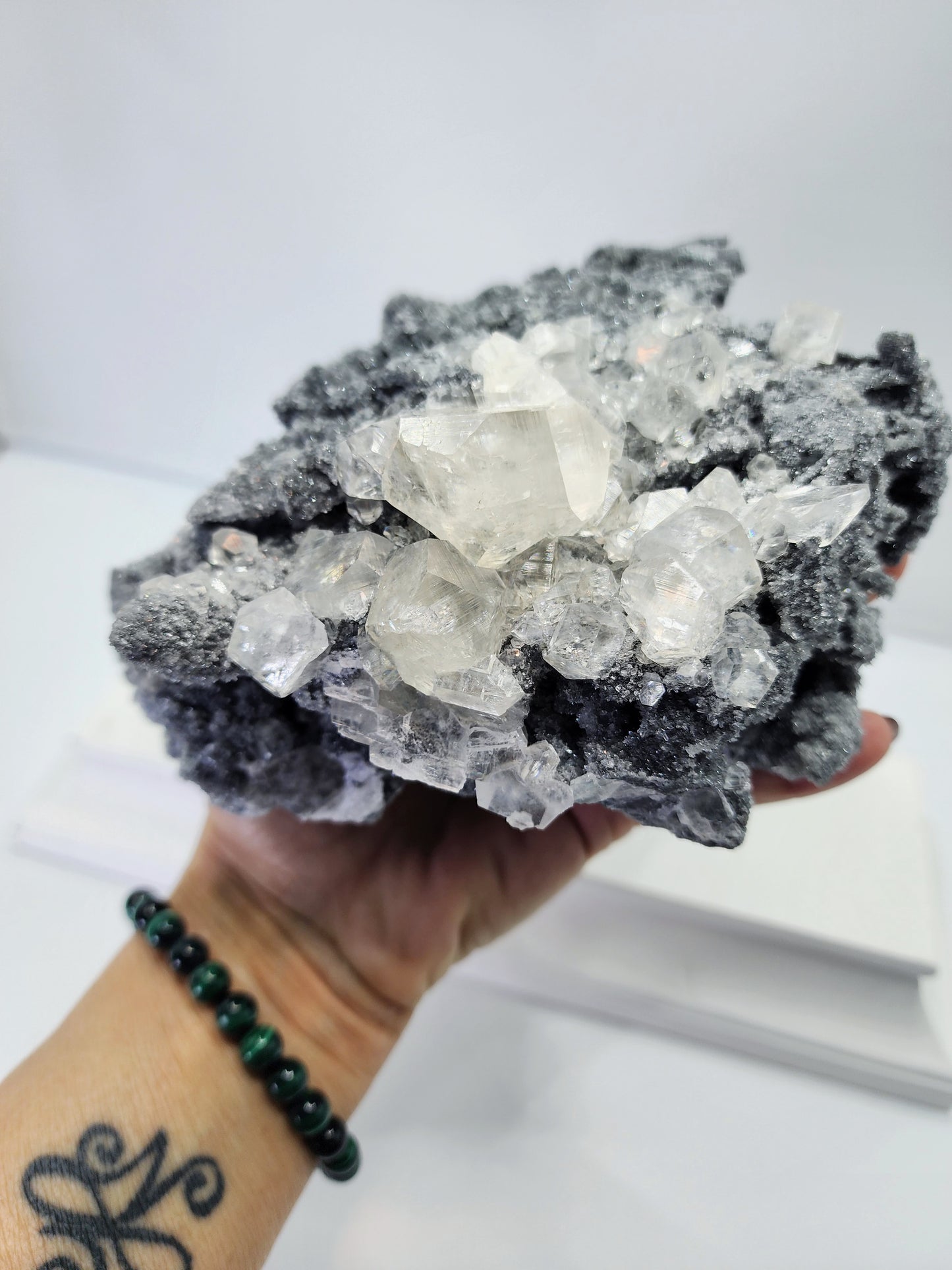 Large Apophylite With Sugar Druzy Chalcedony Matrix over 2.5lbs qualifies for free shipping