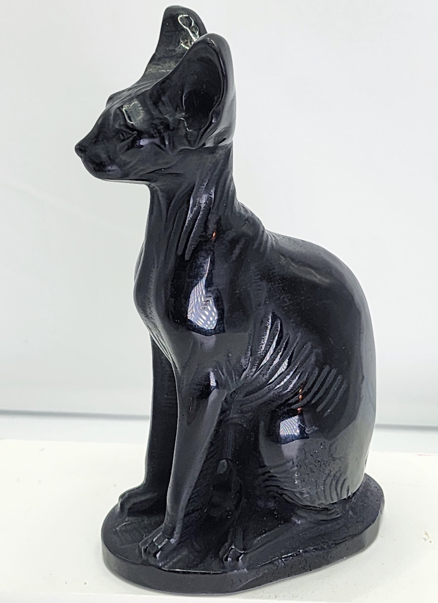 Black Obsidian Egyptian Cat Carving 1lb qualifies for free shipping