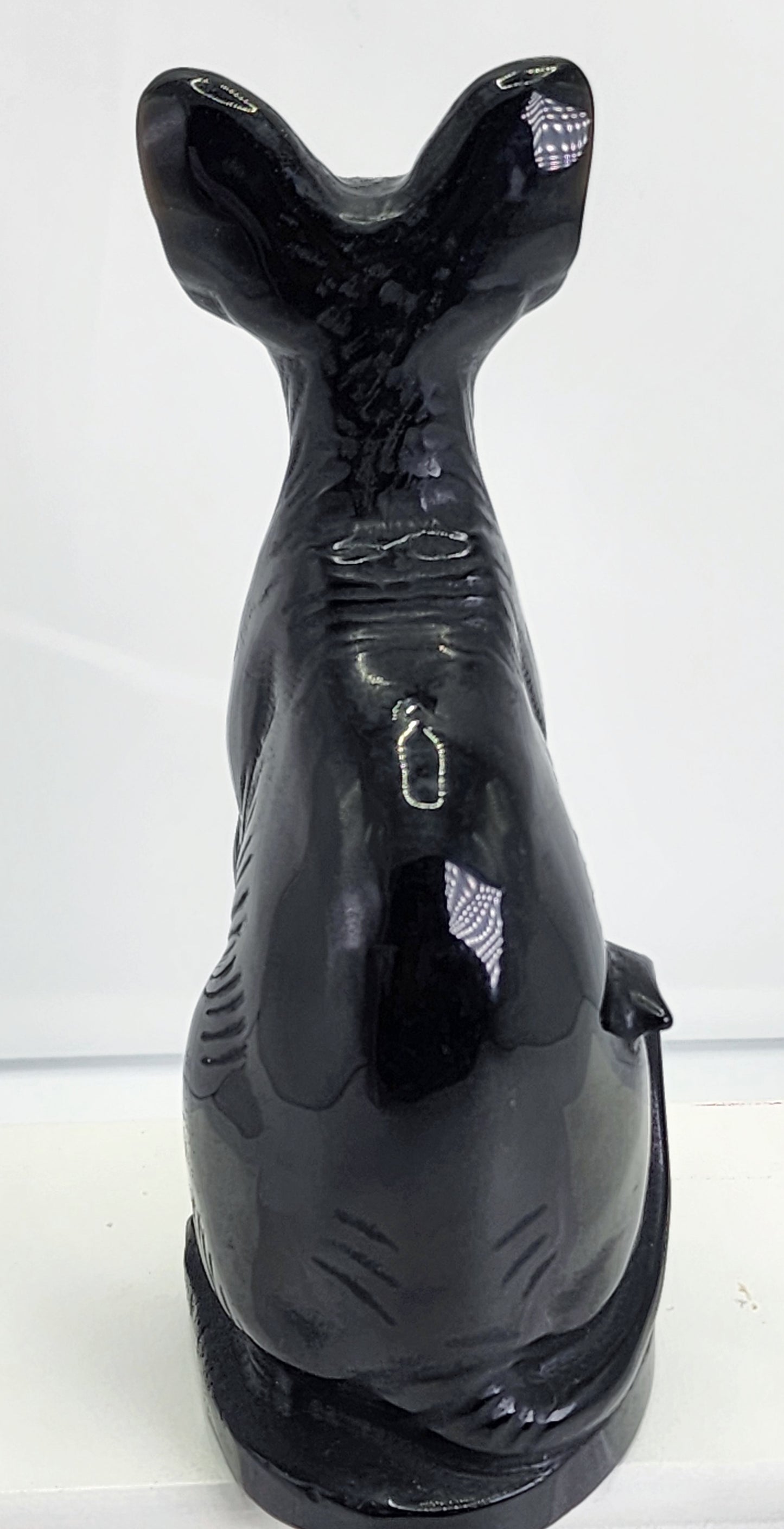 Black Obsidian Egyptian Cat Carving 1lb qualifies for free shipping