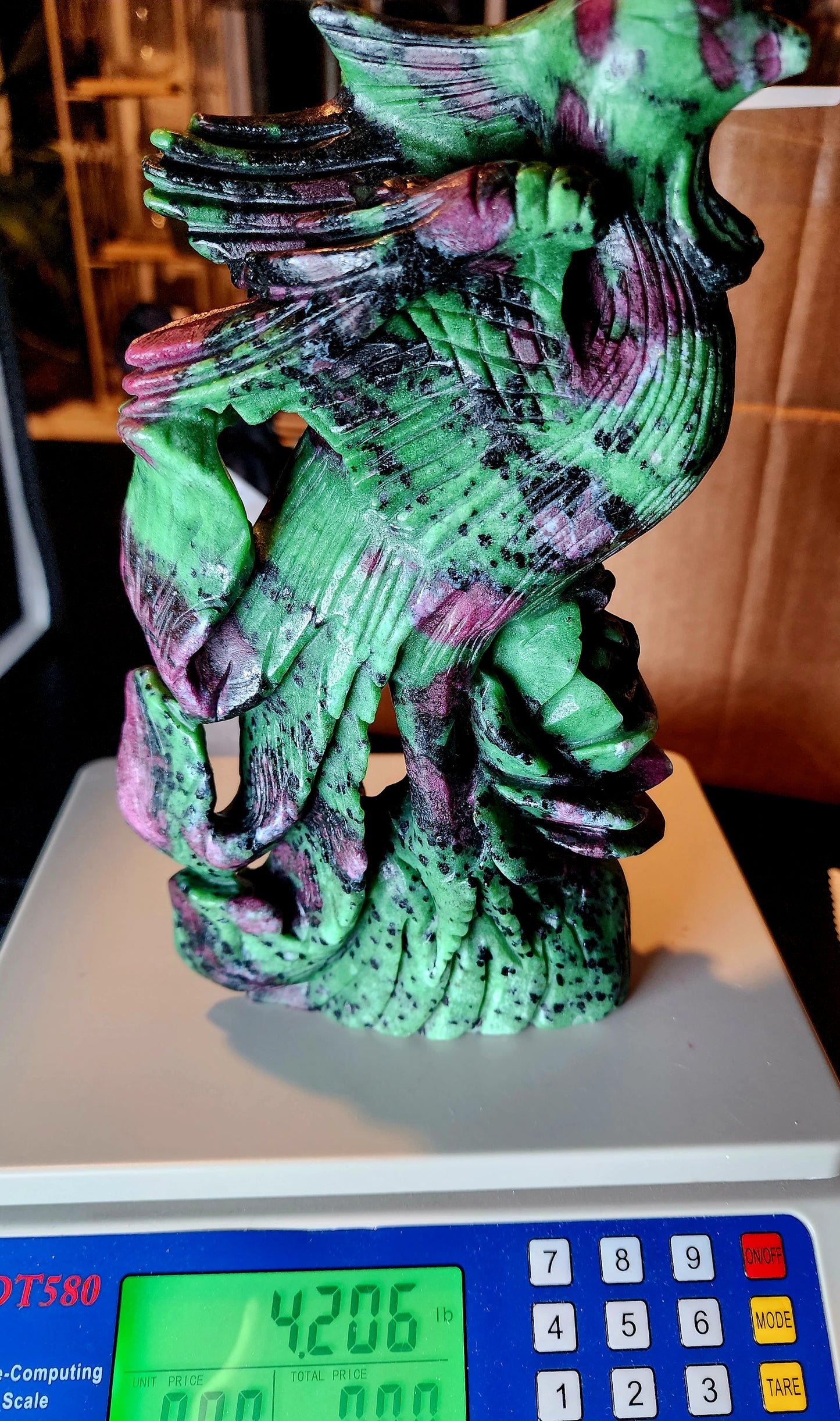 Large Ruby Zoisite Pheonix Carving over 4lbs qualifies for free shipping