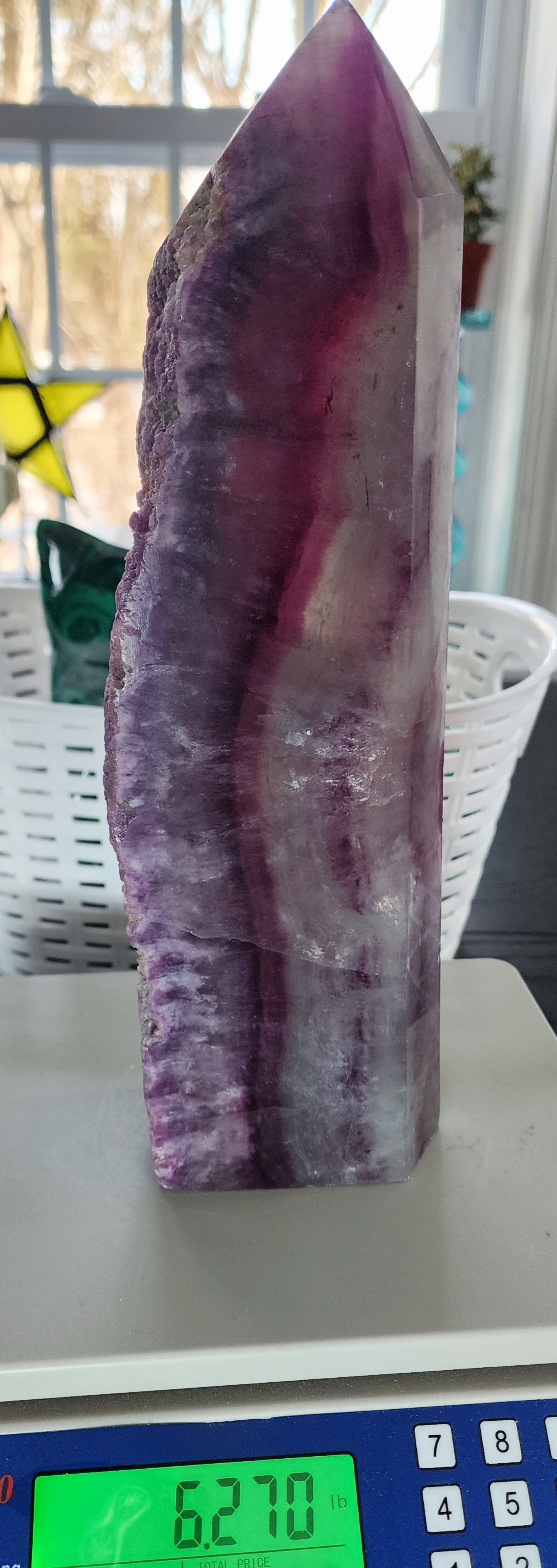 Large Fluorite Tower from Mongolia 6Lbs 11"+ Tall qualifies for free shipping