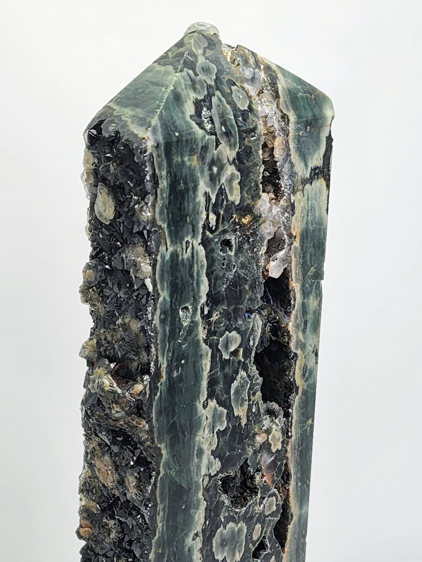 Large Druzy Dark Green Eighth Vein Ocen Jasper Tower 11.5"Tall over 3lbs qualifies for free shipping