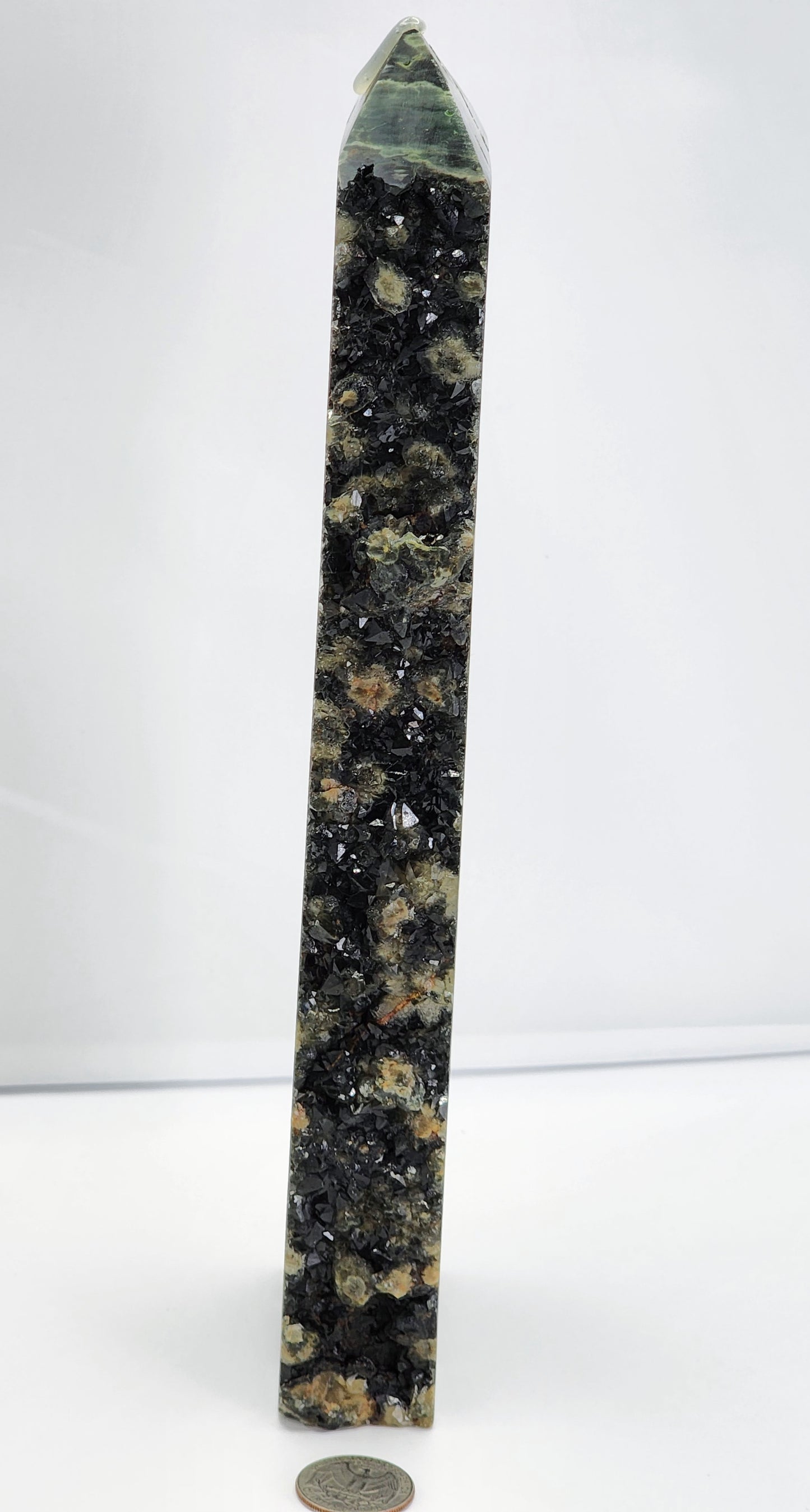 Large Druzy Dark Green Eighth Vein Ocen Jasper Tower 11.5"Tall over 3lbs qualifies for free shipping