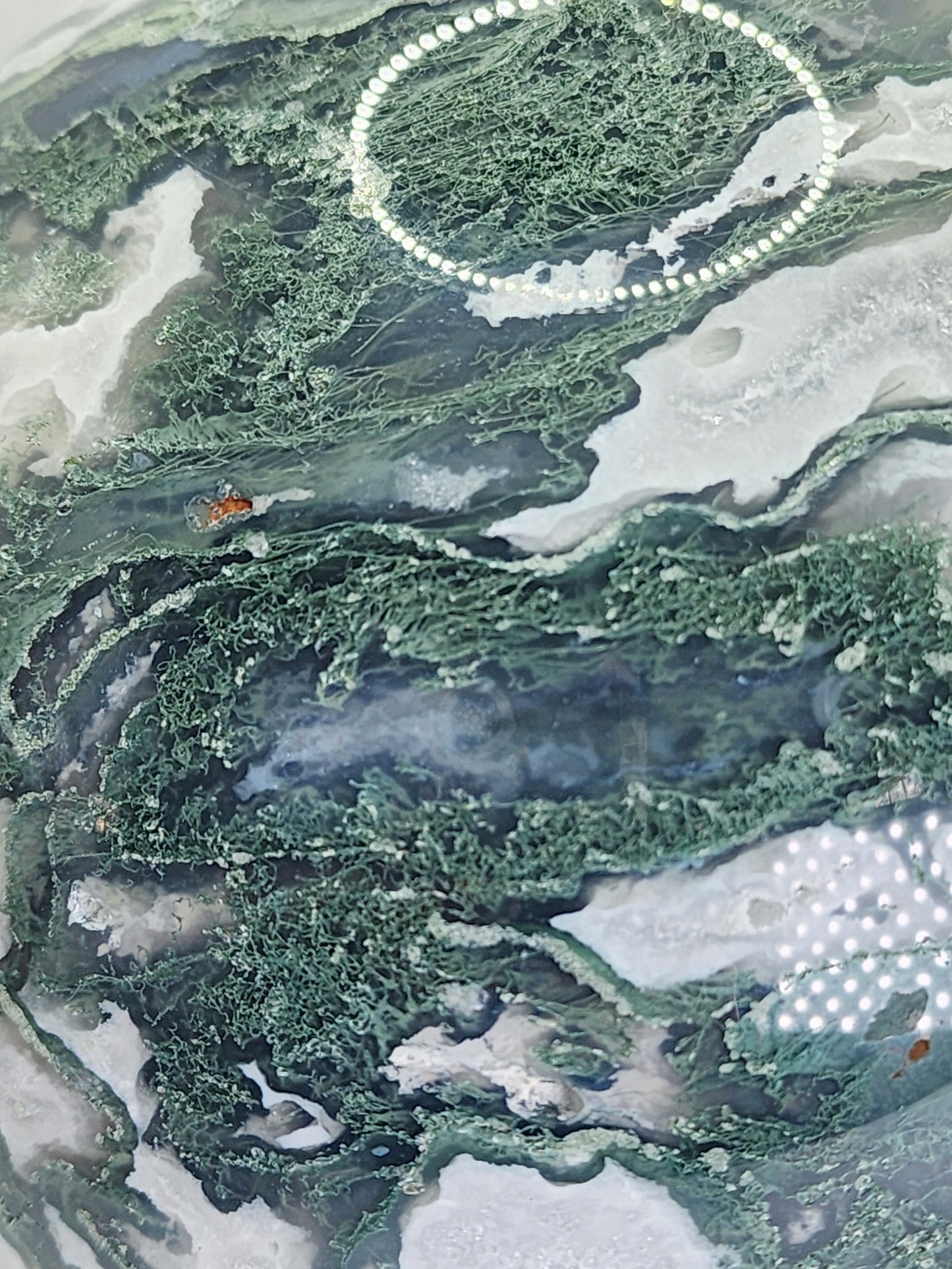 Large Moss Agate Sphere 125mm over 8lbs qualifies for free shipping