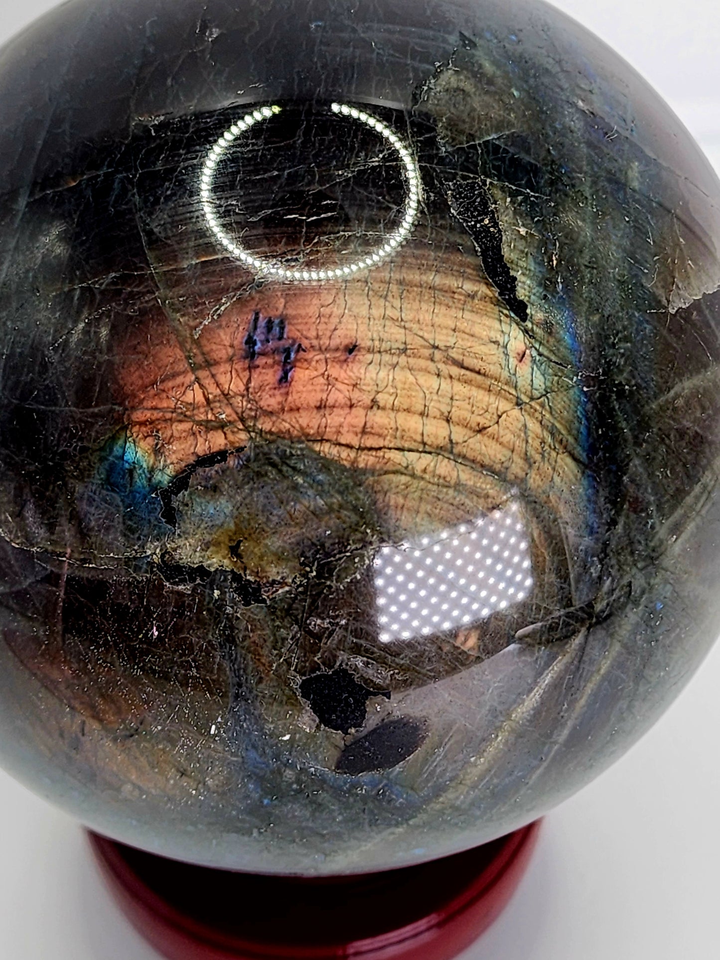 Large Labradorite Sphere 105mm and over 4lbs qualifies for free shipping