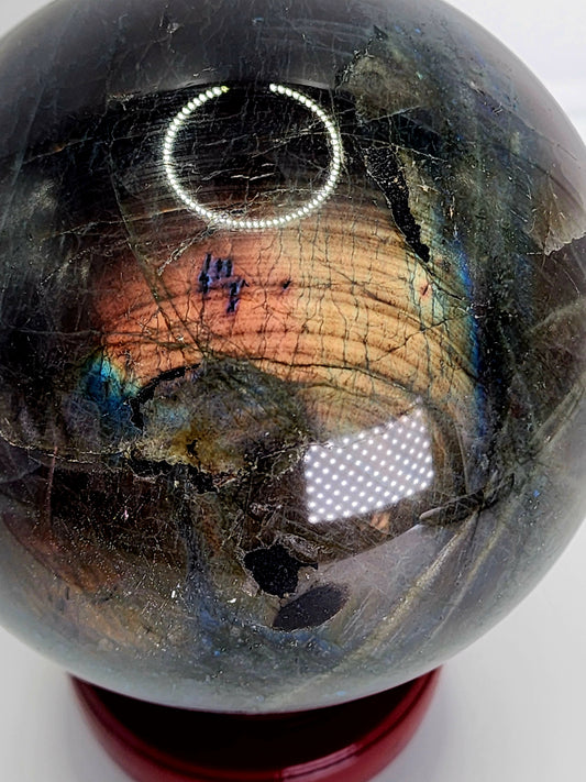 Large Labradorite Sphere 105mm and over 4lbs qualifies for free shipping