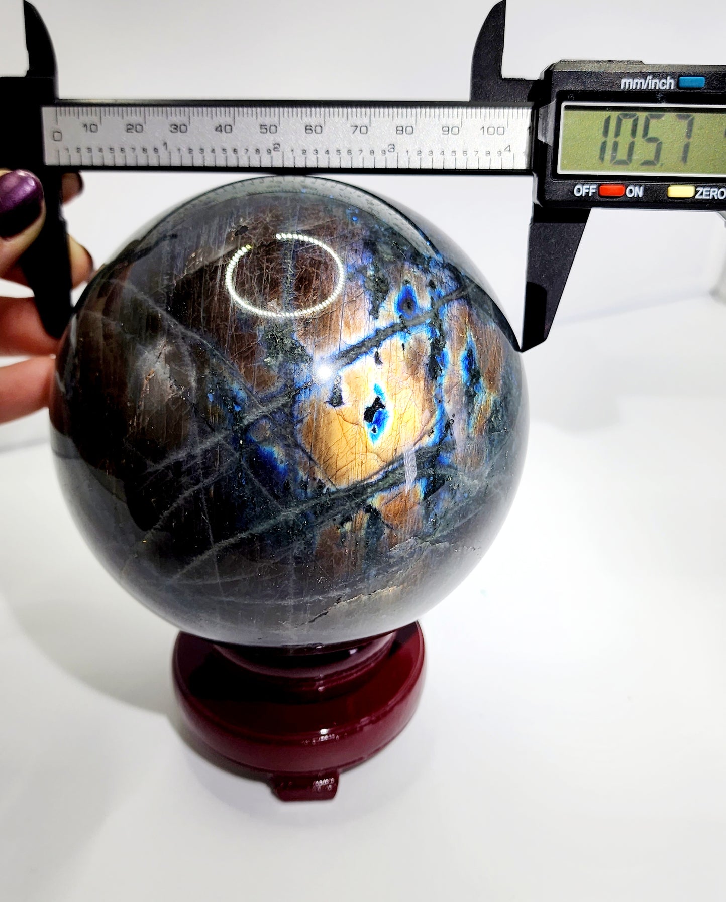 Large Labradorite Sphere 105mm and over 4lbs qualifies for free shipping