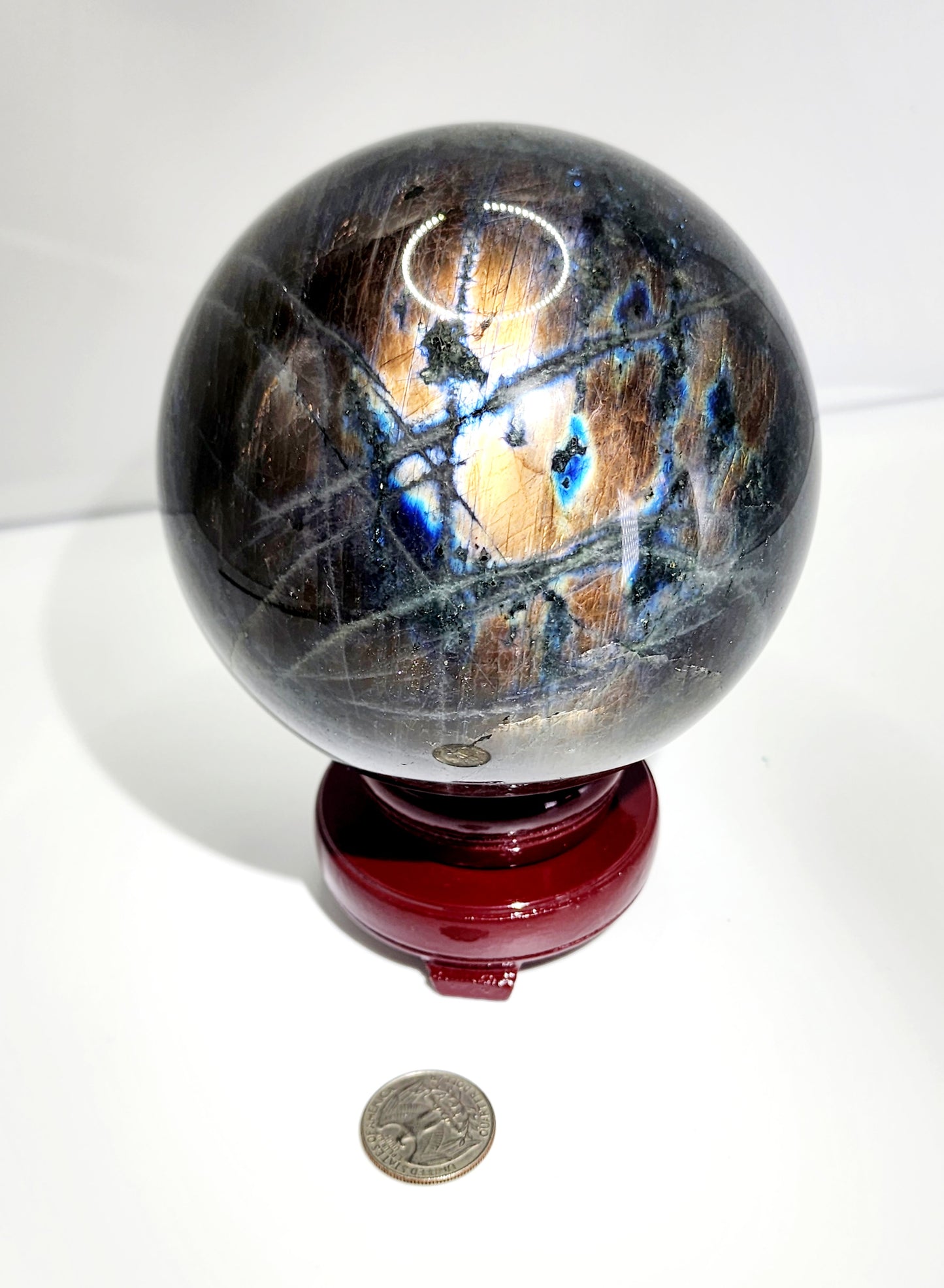 Large Labradorite Sphere 105mm and over 4lbs qualifies for free shipping