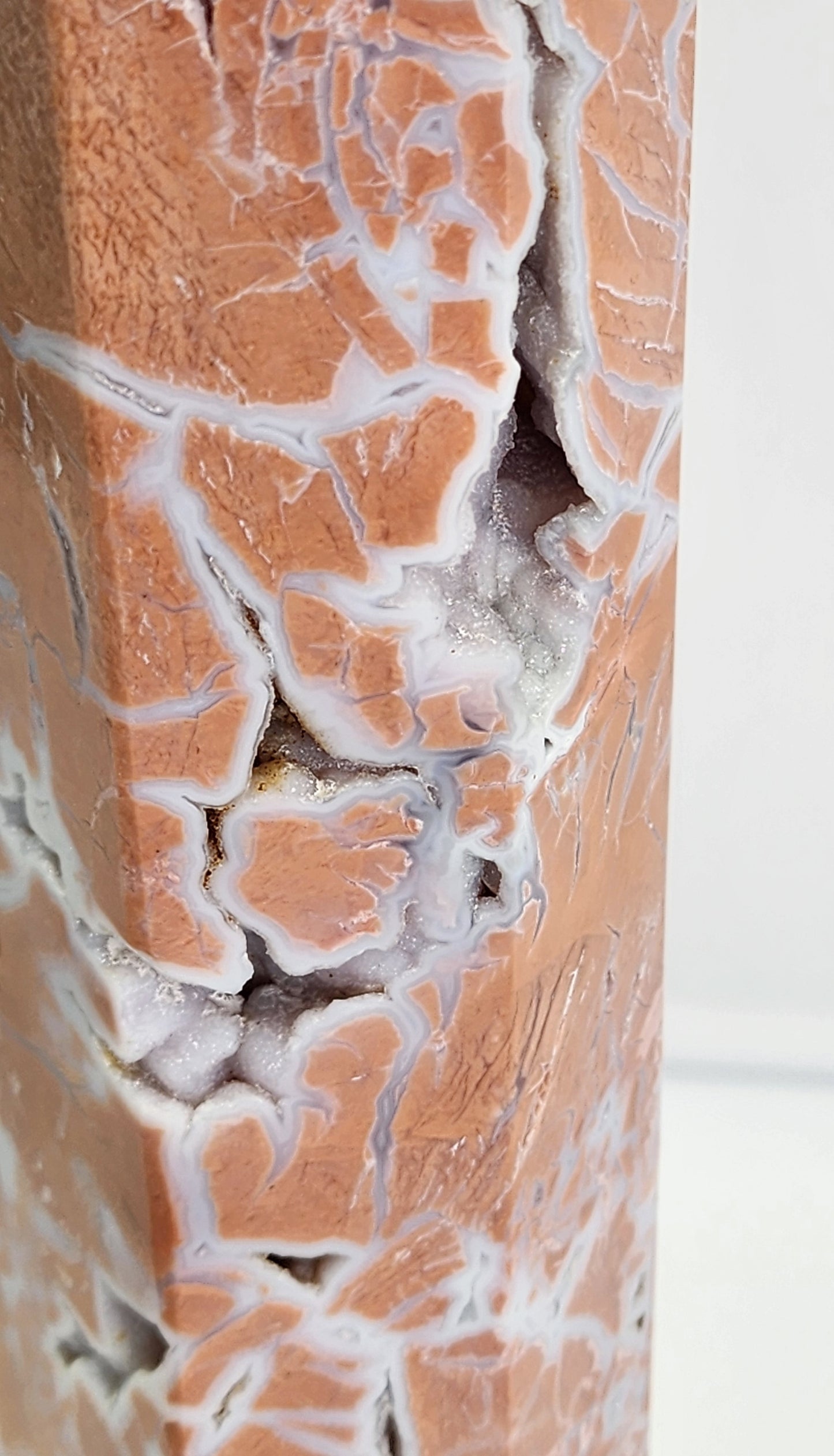 Large Pink Agate (Cotton Candy Agate) Tower With multiple Druzy pockets 12" Tall and over 2.5lbs qualifies for free shipping