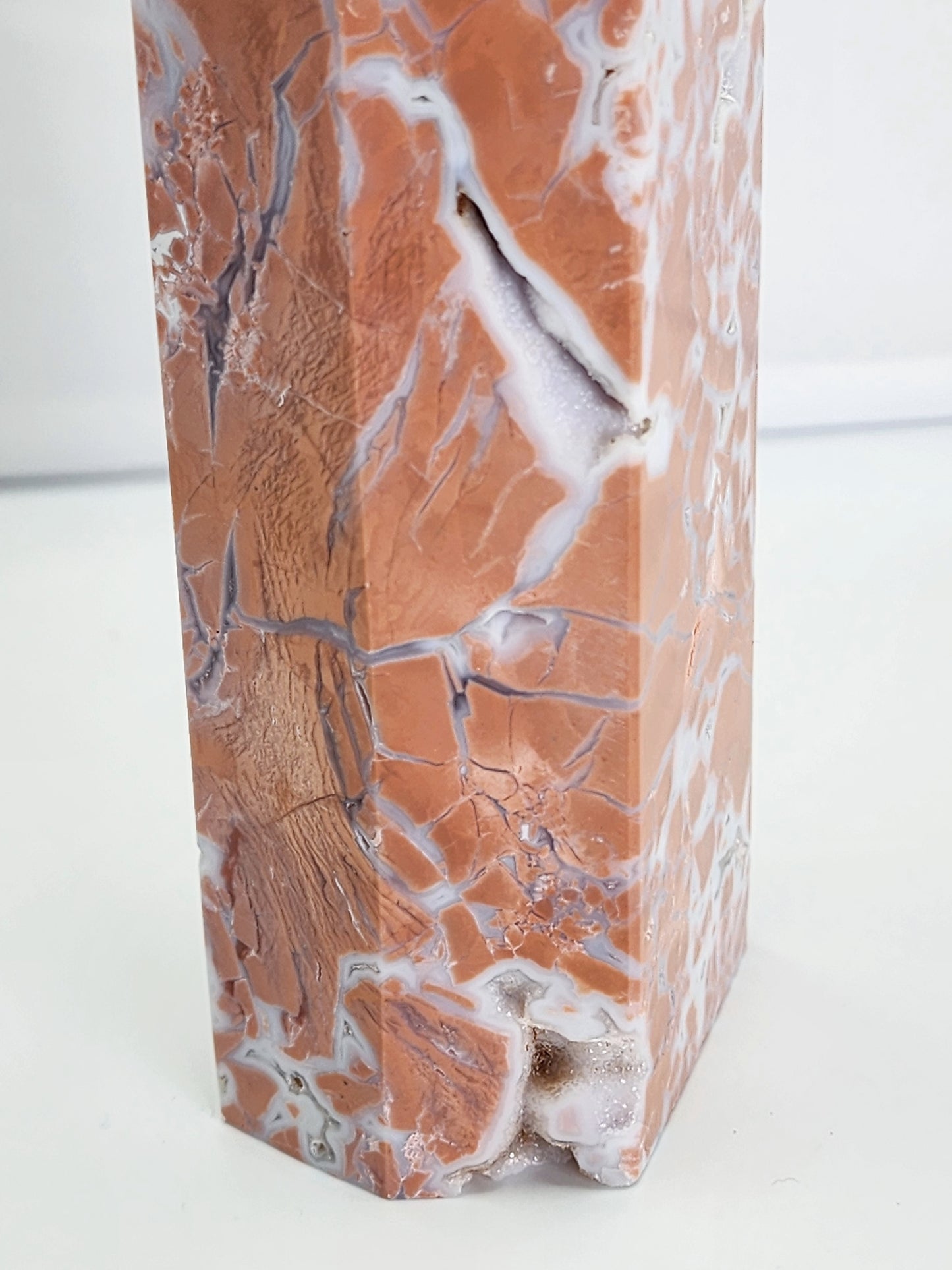 Large Pink Agate (Cotton Candy Agate) Tower With multiple Druzy pockets 12" Tall and over 2.5lbs qualifies for free shipping