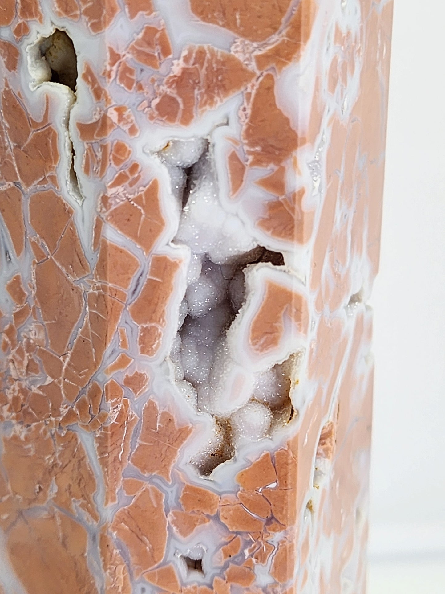 Large Pink Agate (Cotton Candy Agate) Tower With multiple Druzy pockets 12" Tall and over 2.5lbs qualifies for free shipping