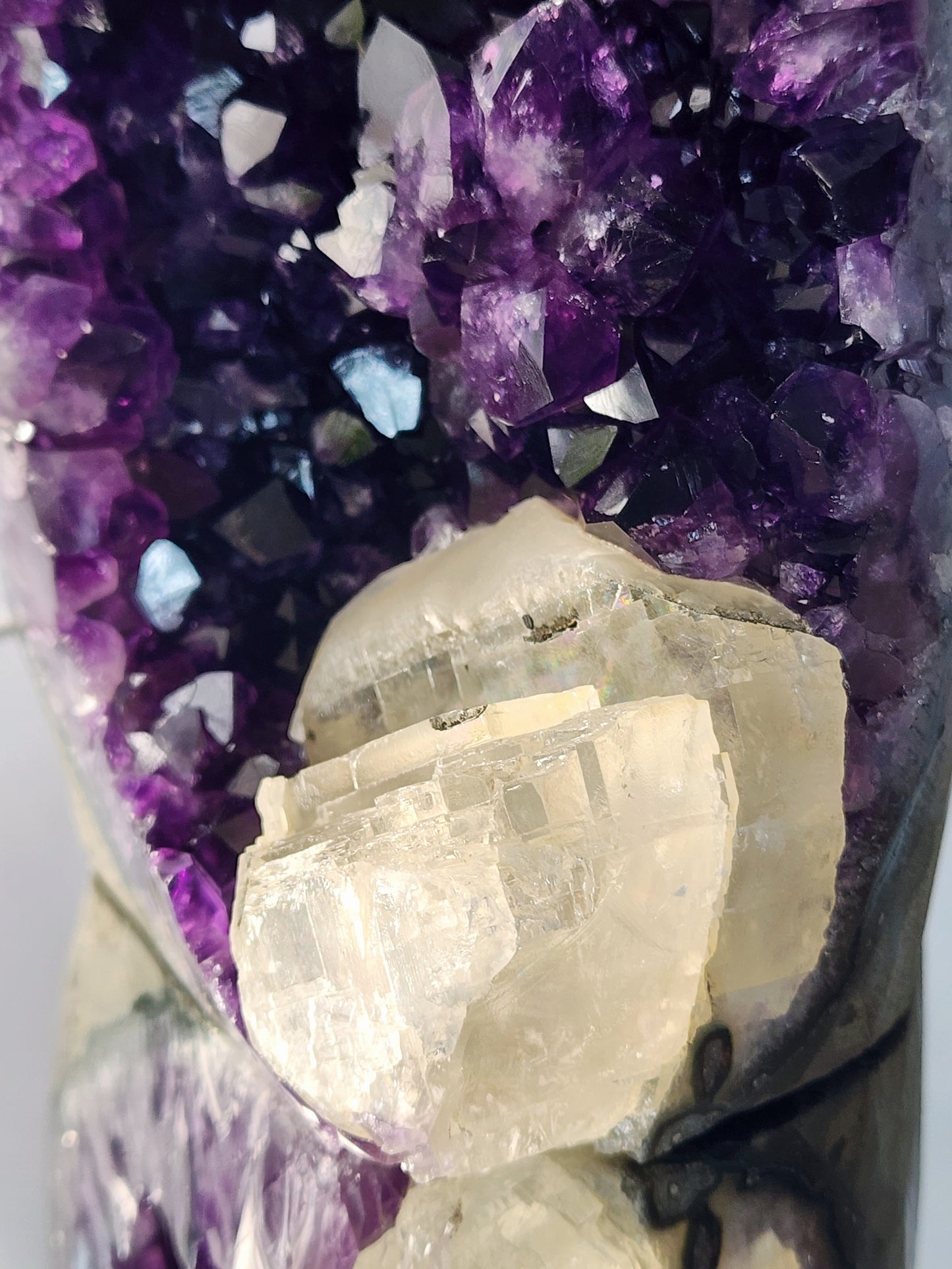 Druzy Amethyst Cathedral/Cut Base With Calcite from Uruguay over 4.5lbs qualifies for free shipping
