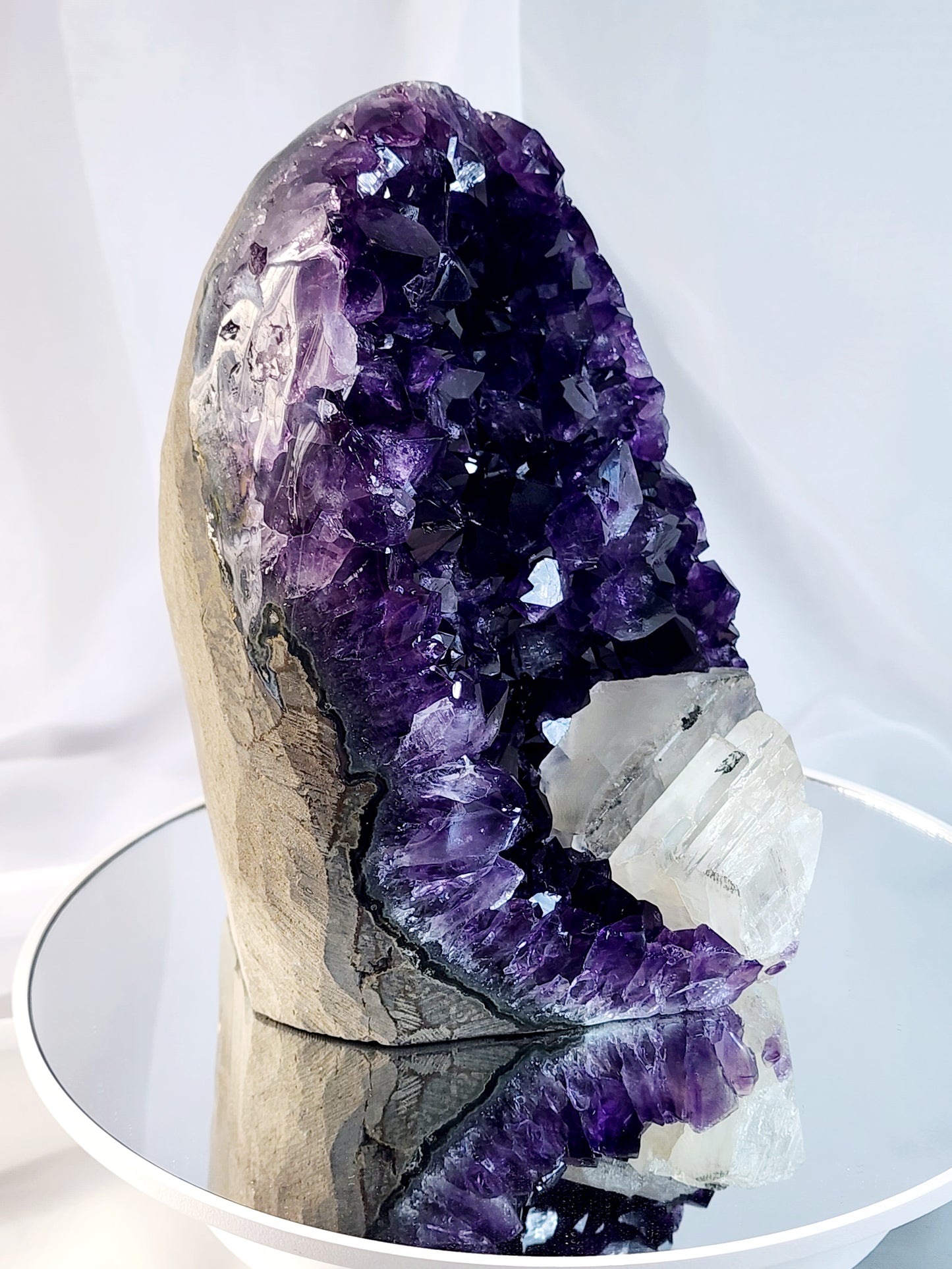 Druzy Amethyst Cathedral/Cut Base With Calcite from Uruguay over 4.5lbs qualifies for free shipping