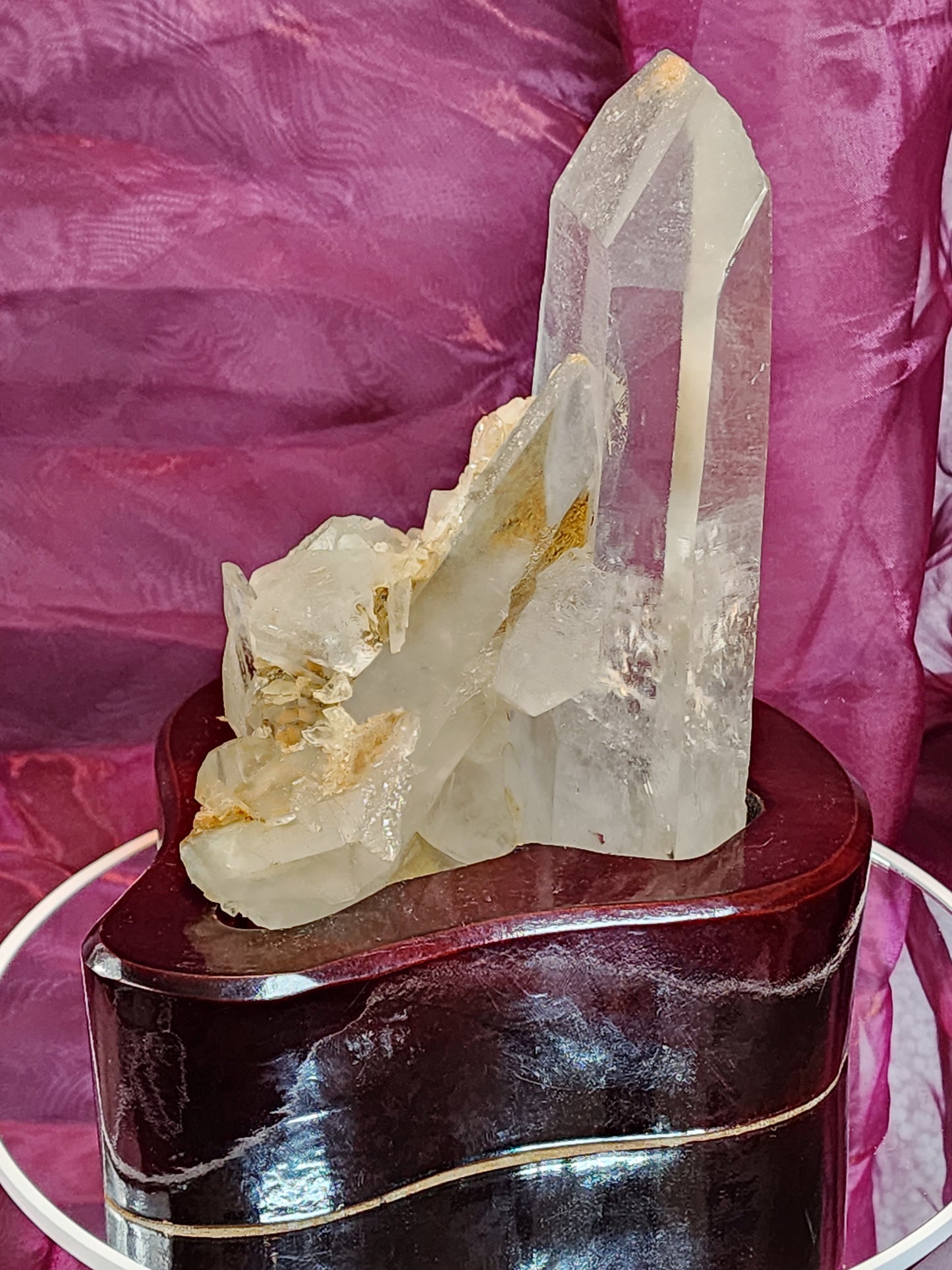 Quartz Cluster/ Specimen With Marcasite and Custome wood light base over 2.5lbs qualifies for free shipping