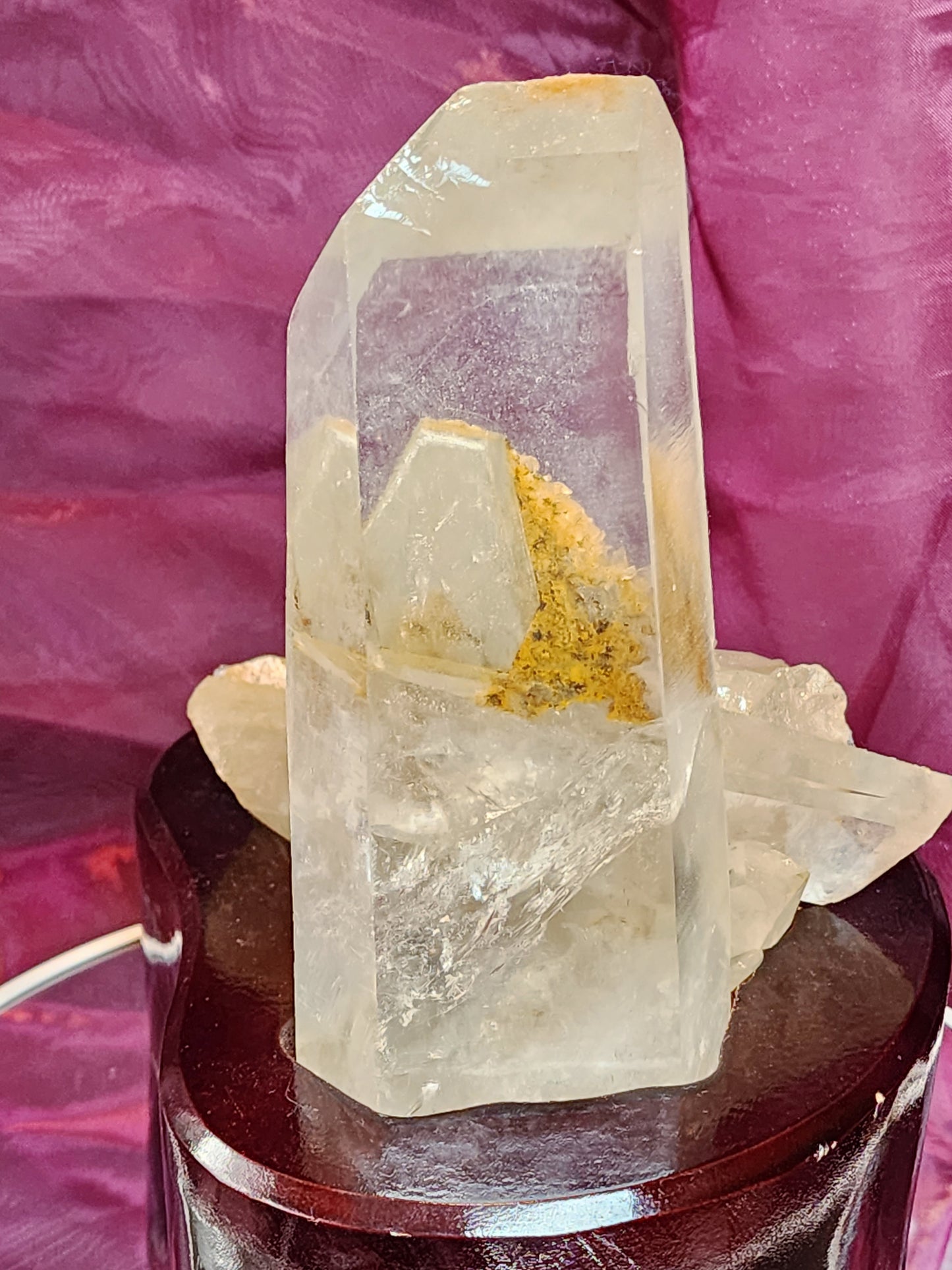 Quartz Cluster/ Specimen With Marcasite and Custome wood light base over 2.5lbs qualifies for free shipping