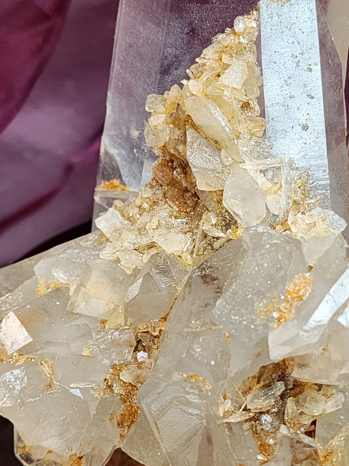 Quartz Cluster/ Specimen With Marcasite and Custome wood light base over 2.5lbs qualifies for free shipping
