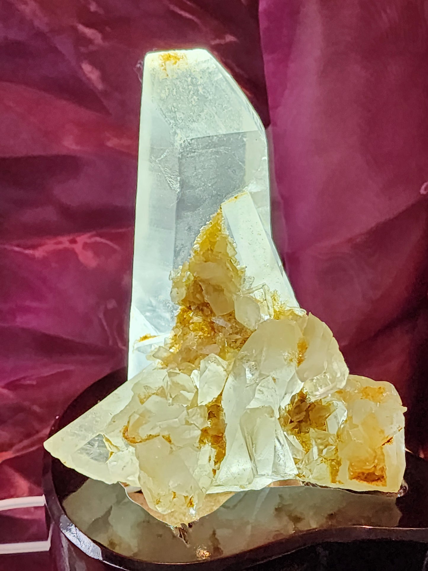 Quartz Cluster/ Specimen With Marcasite and Custome wood light base over 2.5lbs qualifies for free shipping