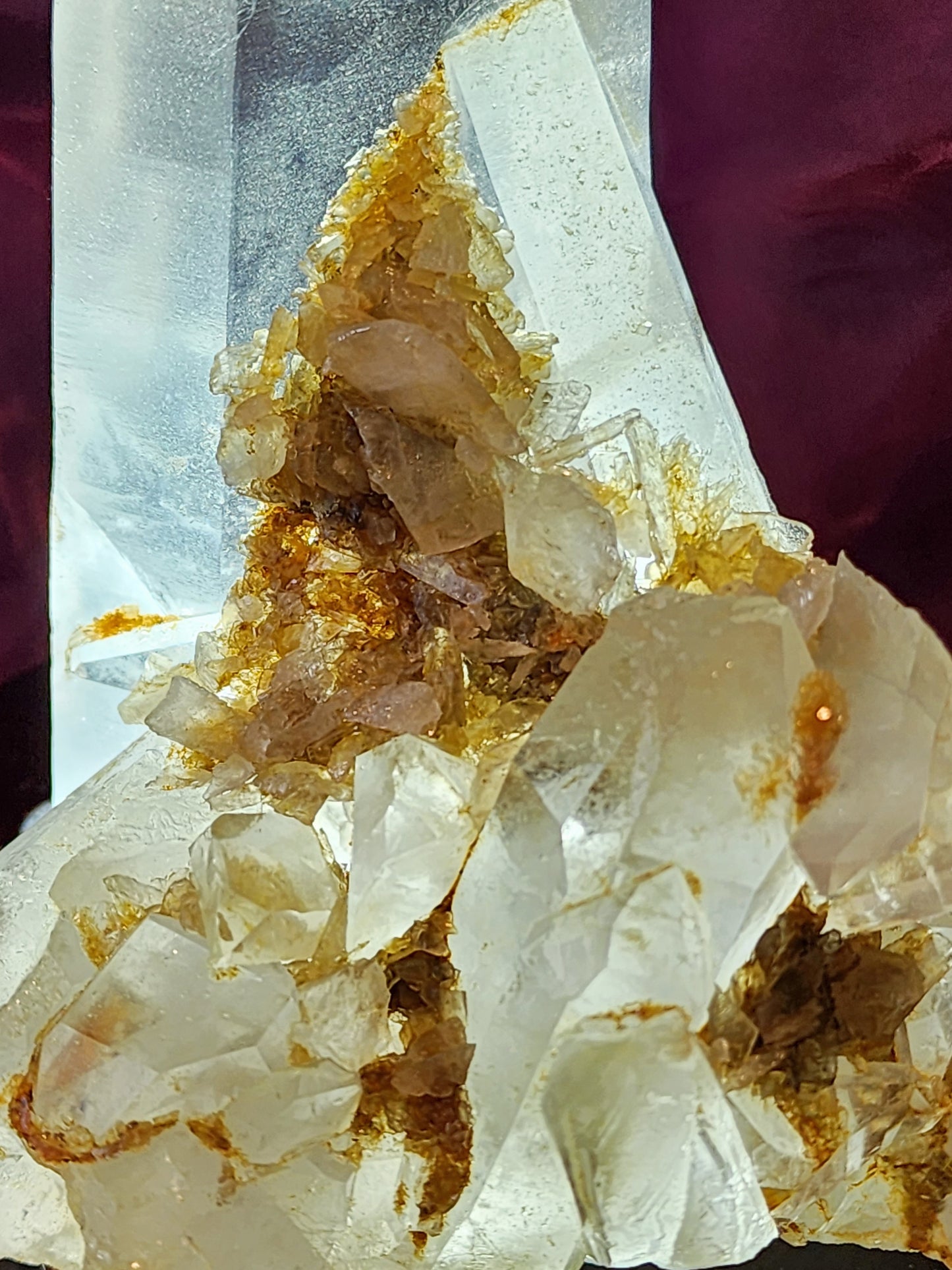 Quartz Cluster/ Specimen With Marcasite and Custome wood light base over 2.5lbs qualifies for free shipping