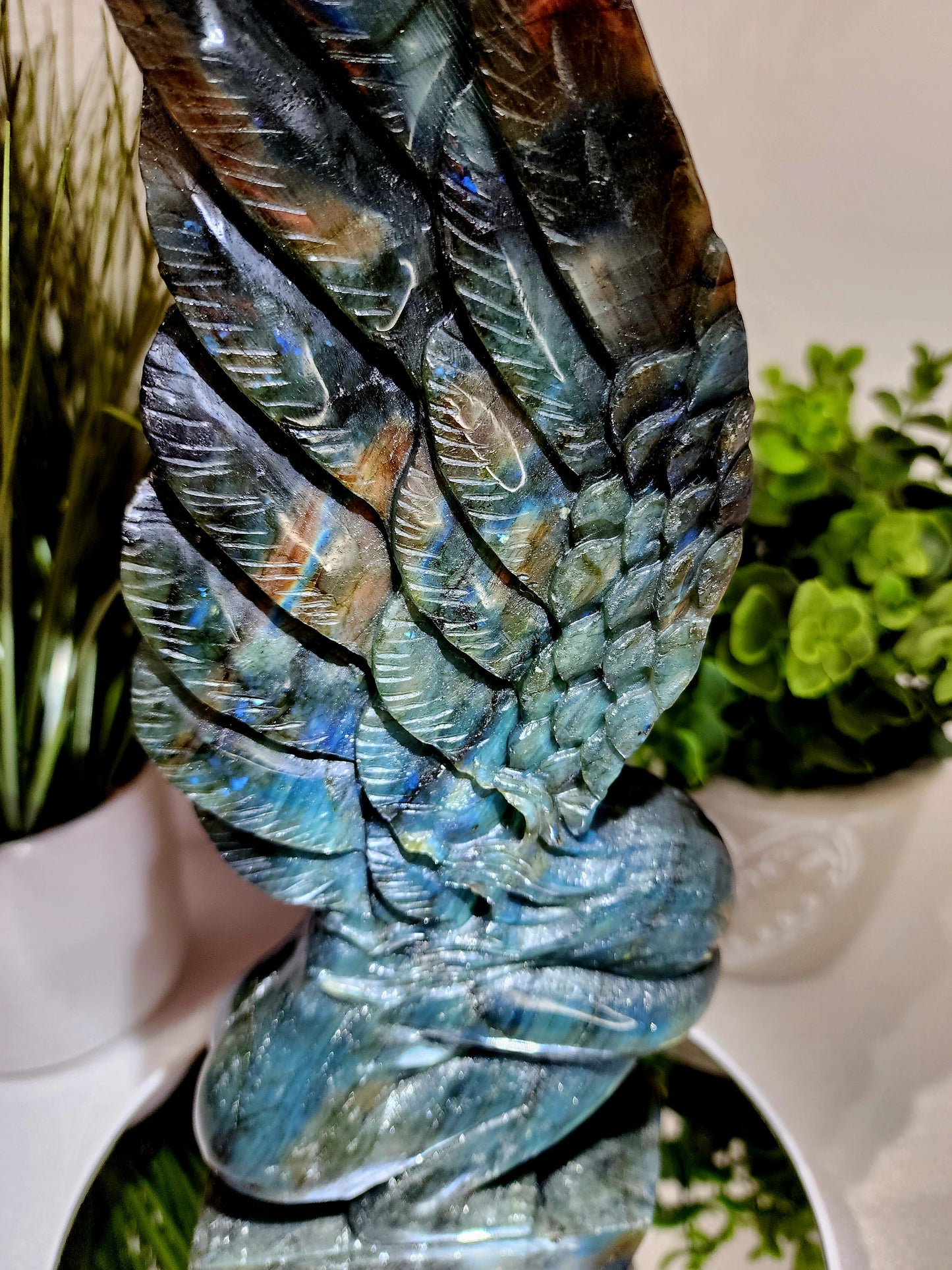 HQ Extra Large Labradorite Angel Carving 4.5lbs 13"Tall qualifies for free shipping