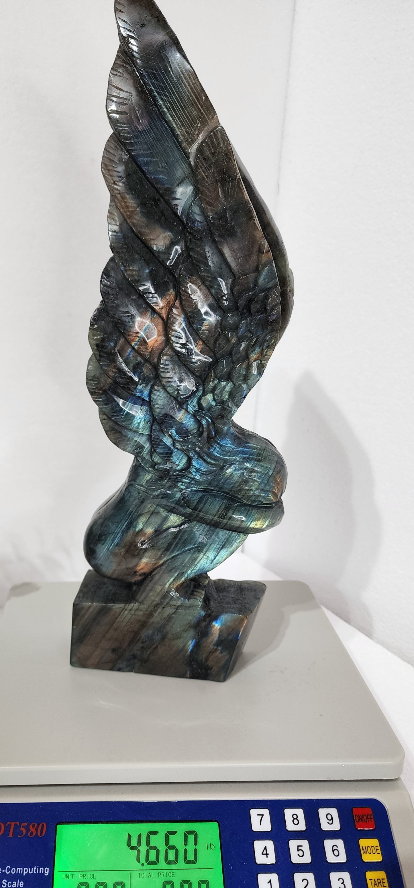 HQ Extra Large Labradorite Angel Carving 4.5lbs 13"Tall qualifies for free shipping