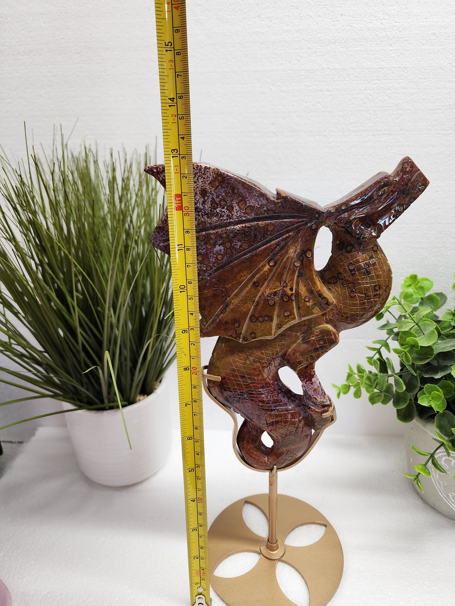 Large Ocean Jasper 8th Vein Dragon Carving on Stand over 2lbs qualifies for free shipping