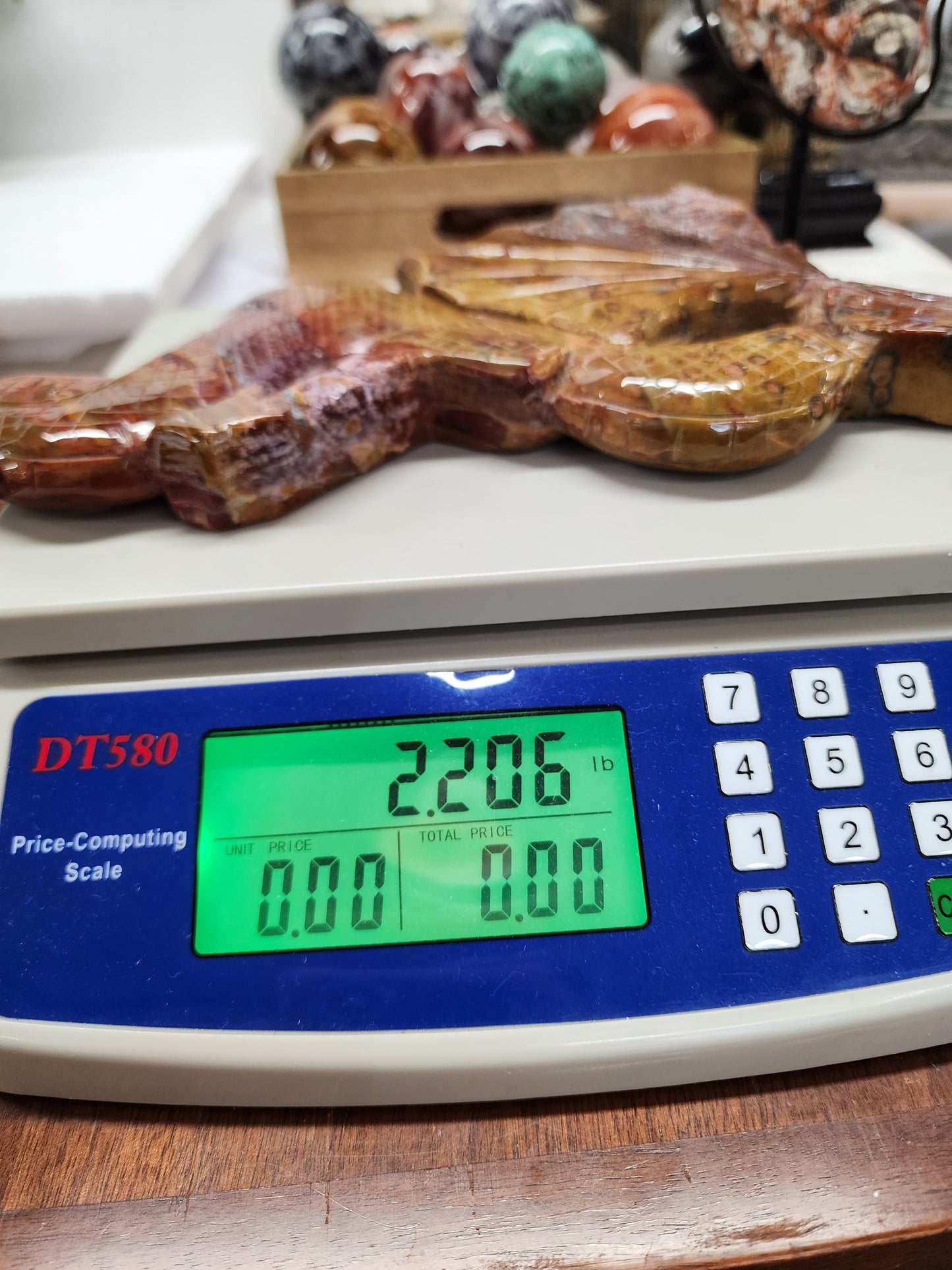 Large Ocean Jasper 8th Vein Dragon Carving on Stand over 2lbs qualifies for free shipping