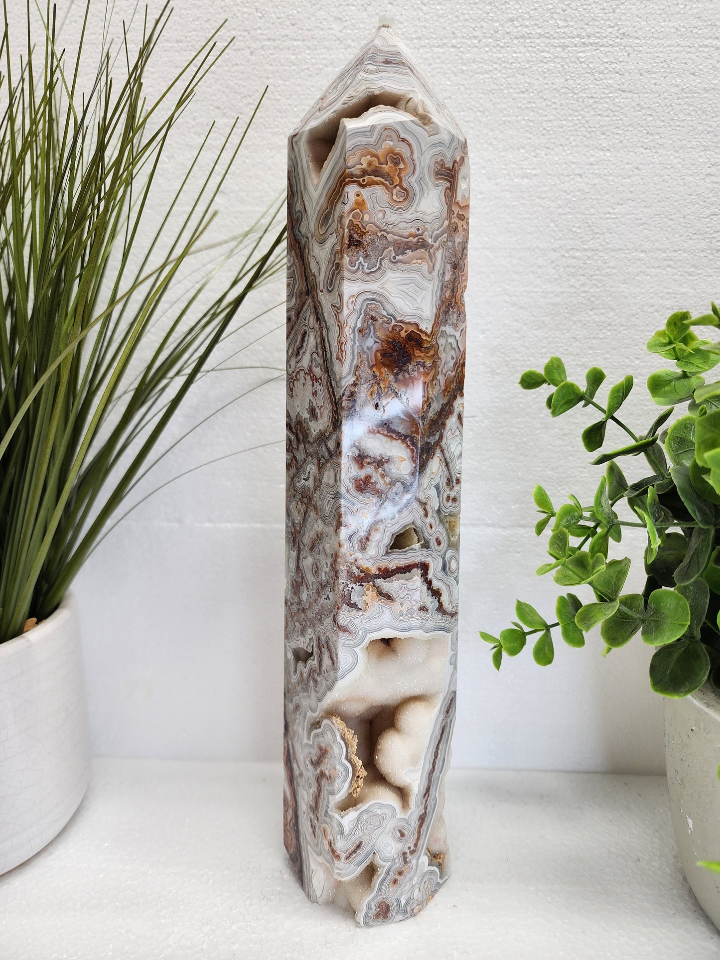 Large Druzy Mexican Lace Tower 12" Tall over 3lbs qualifies for free shipping