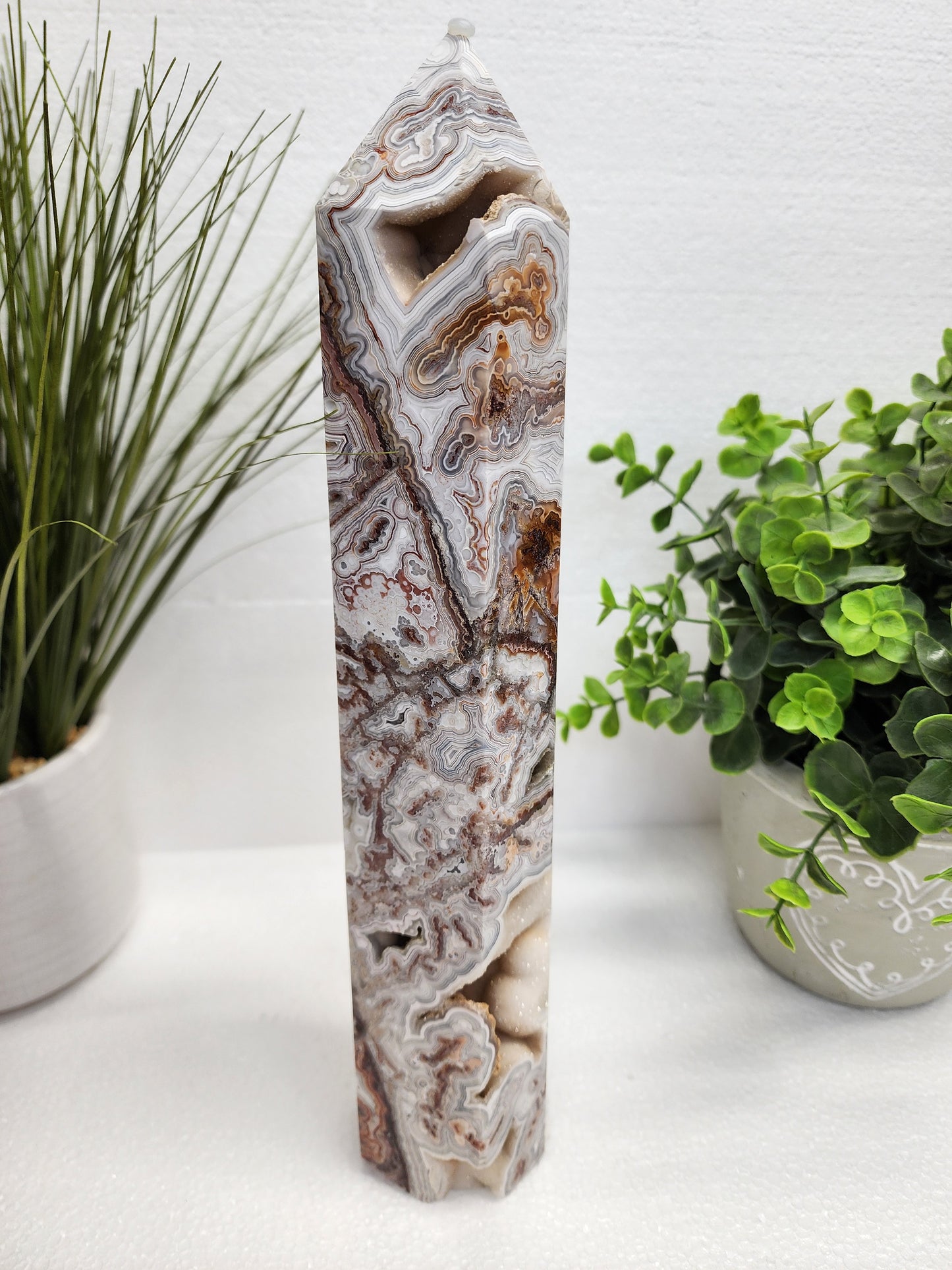 Large Druzy Mexican Lace Tower 12" Tall over 3lbs qualifies for free shipping