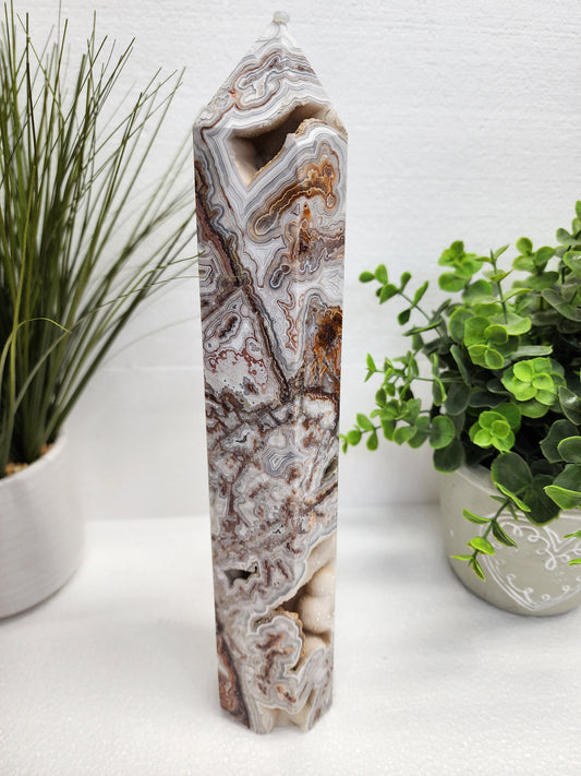 Large Druzy Mexican Lace Tower 12" Tall over 3lbs qualifies for free shipping