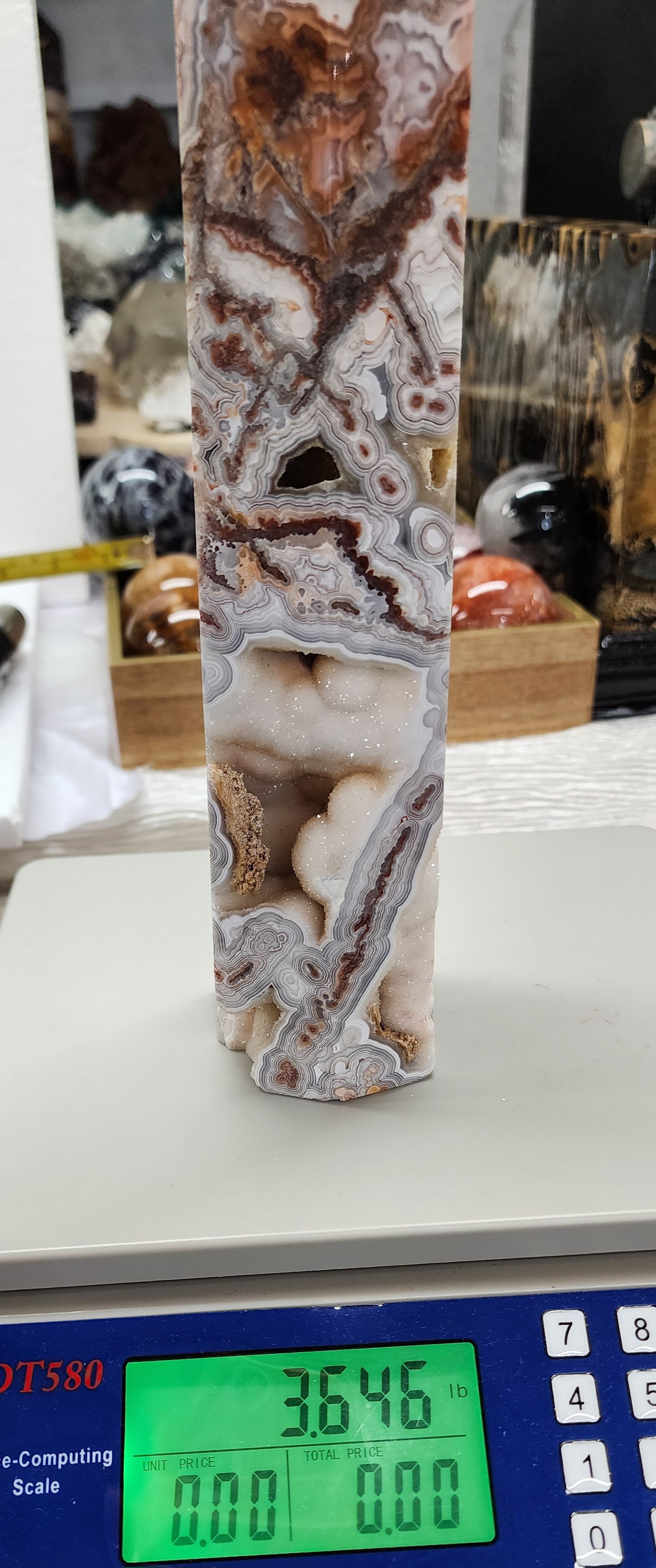 Large Druzy Mexican Lace Tower 12" Tall over 3lbs qualifies for free shipping