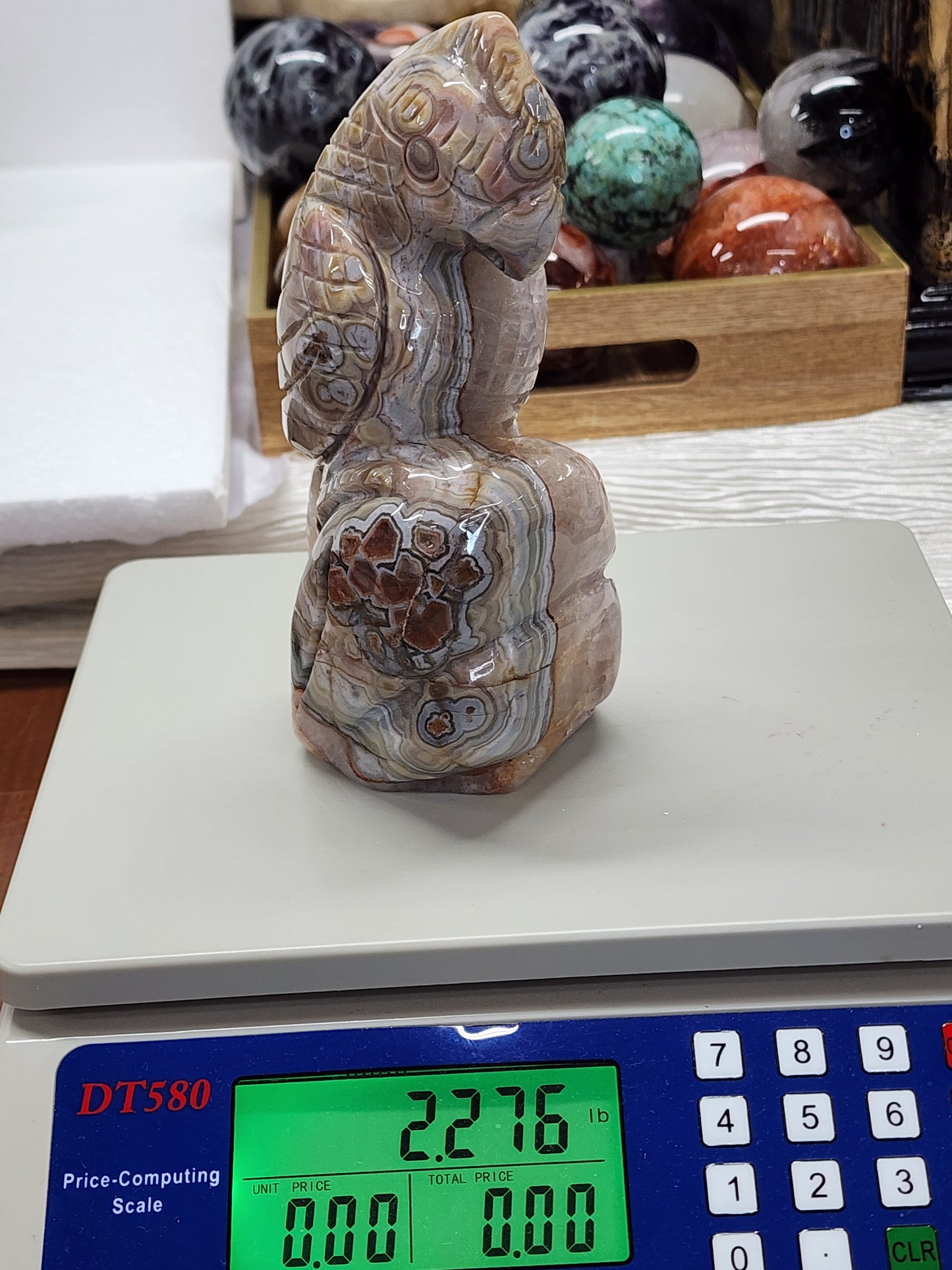 Mexican Lace/Amethyst Parrot over Carving over 2lbs qualifies for free shipping